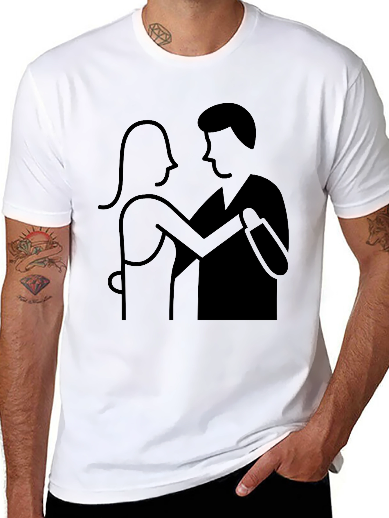 Dancing Couple Graphic Tee - Black Cotton Comfort