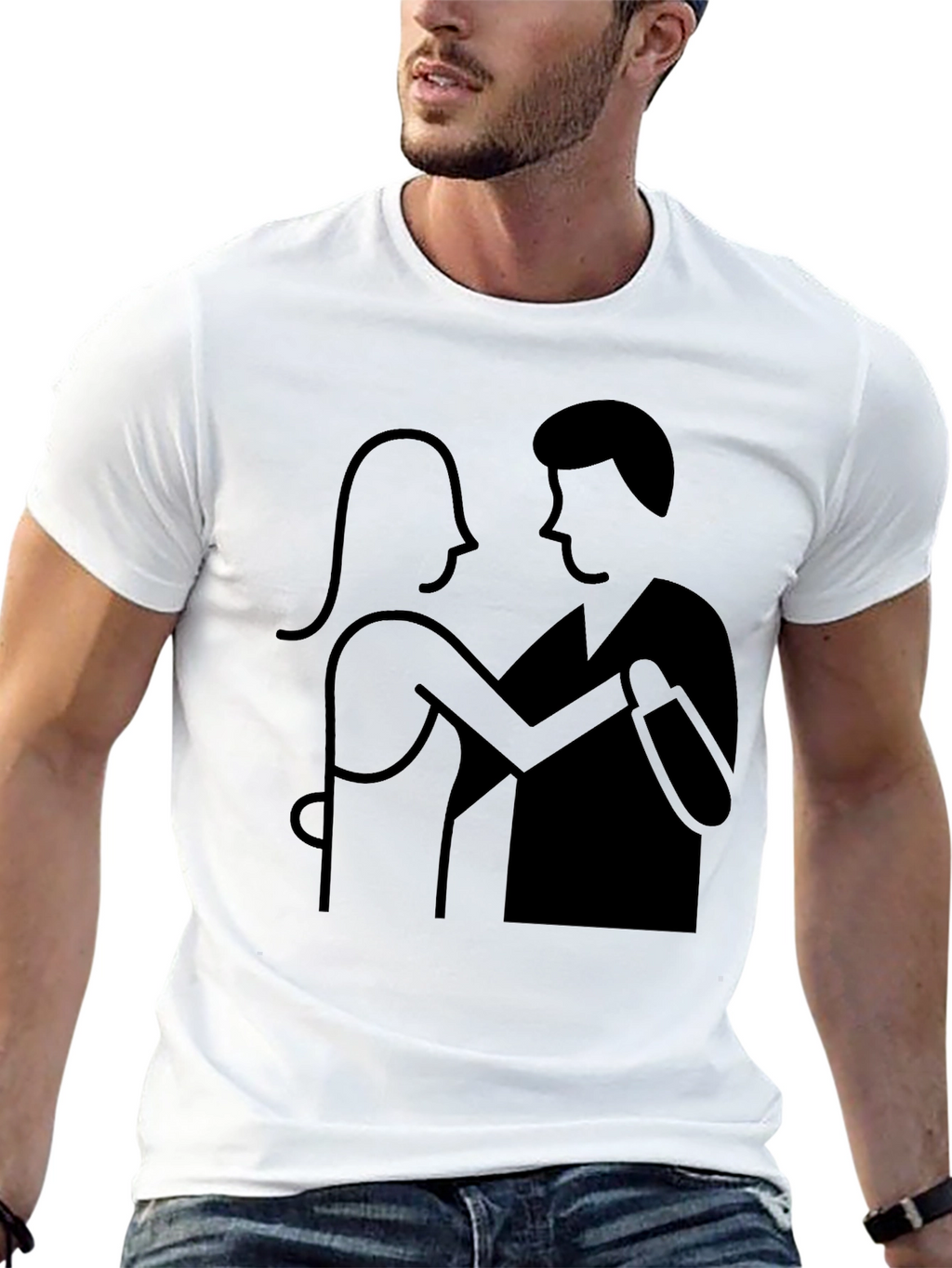 Dancing Couple Graphic Tee - Black Cotton Comfort