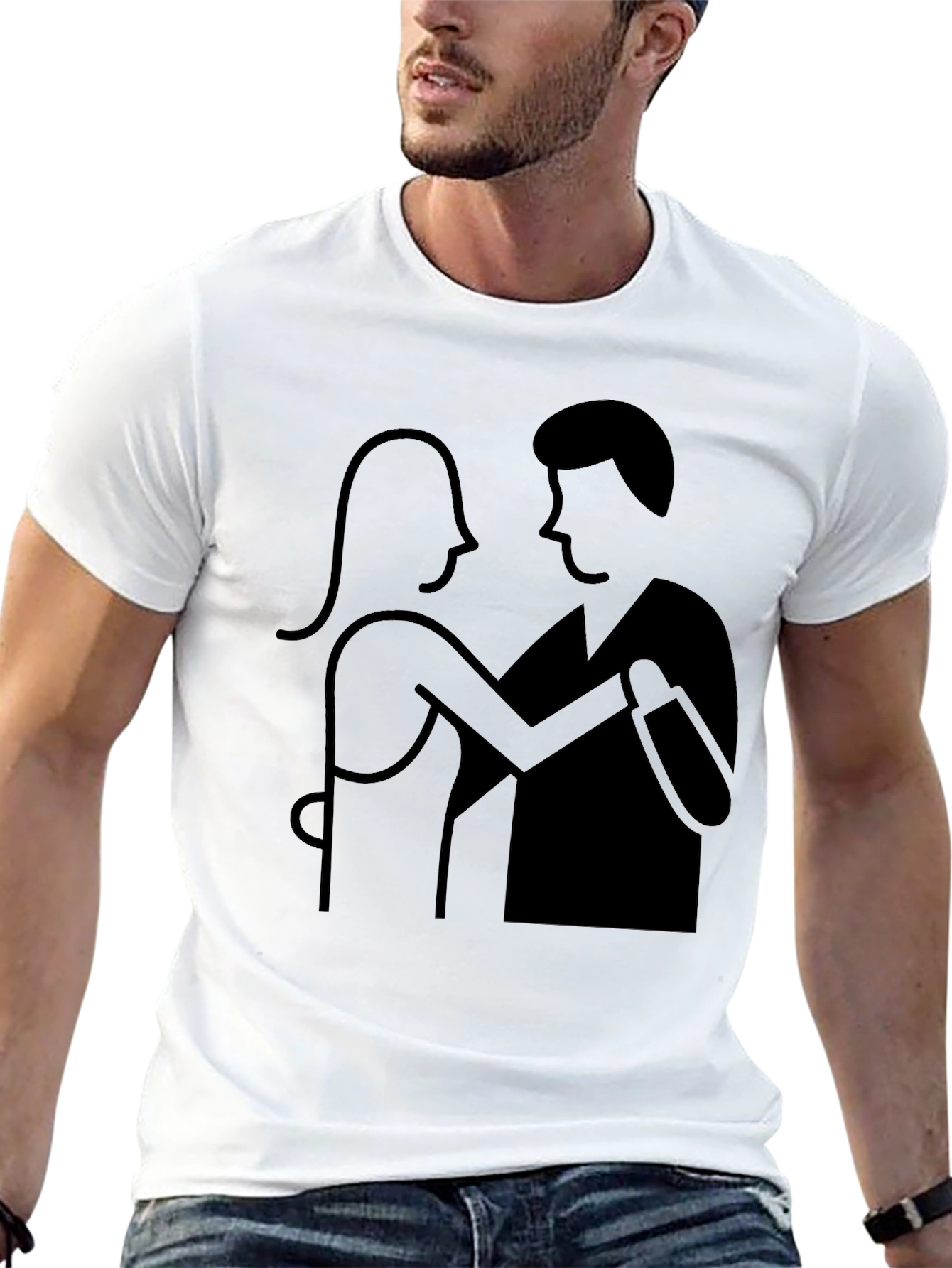 Dancing Couple Graphic Tee - Black Cotton Comfort
