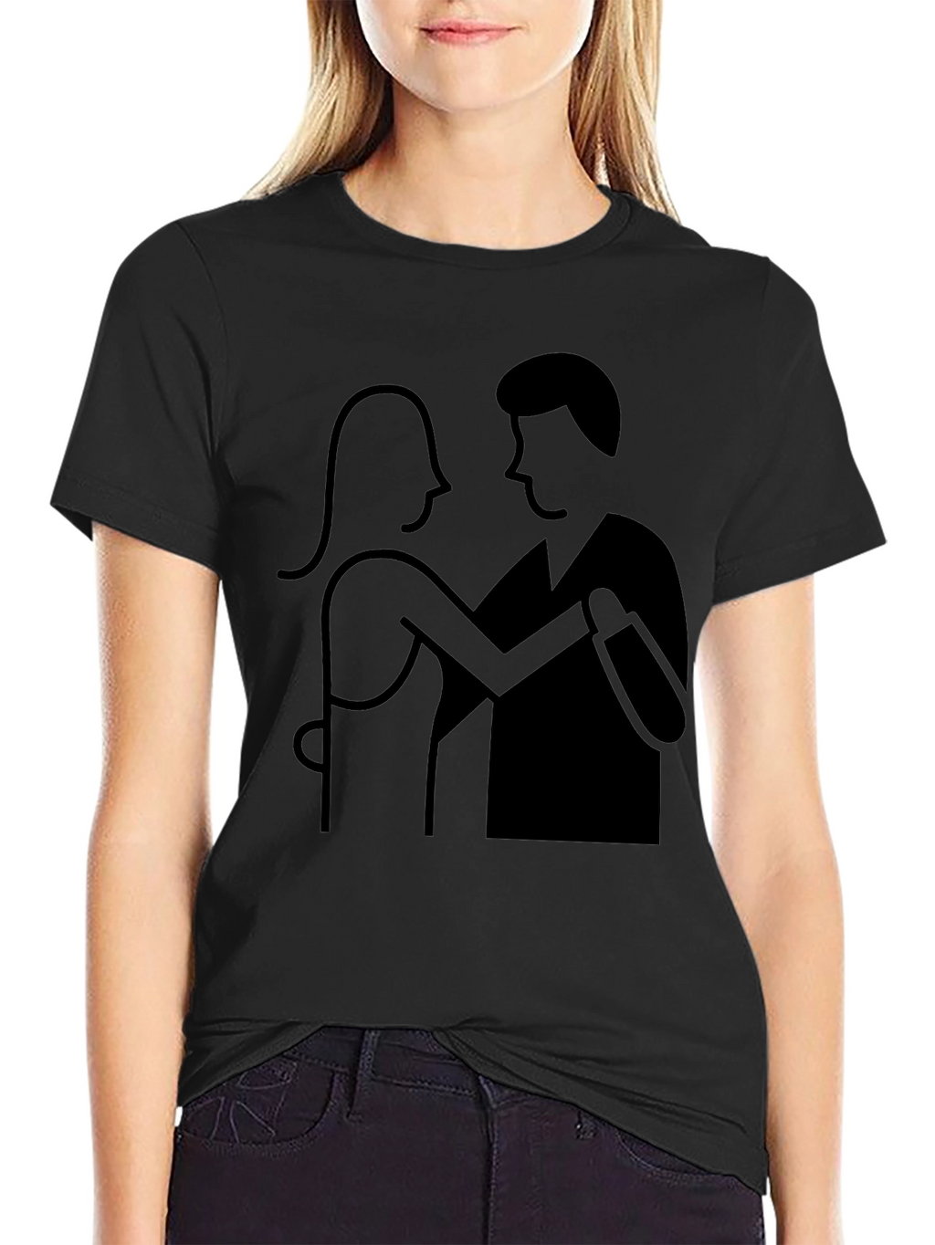 Dancing Couple Graphic Tee - Black Cotton Comfort
