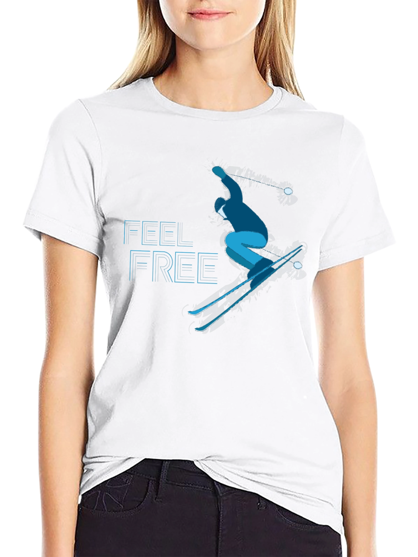 Feel Free Skiing T-Shirt - Black Graphic Tee