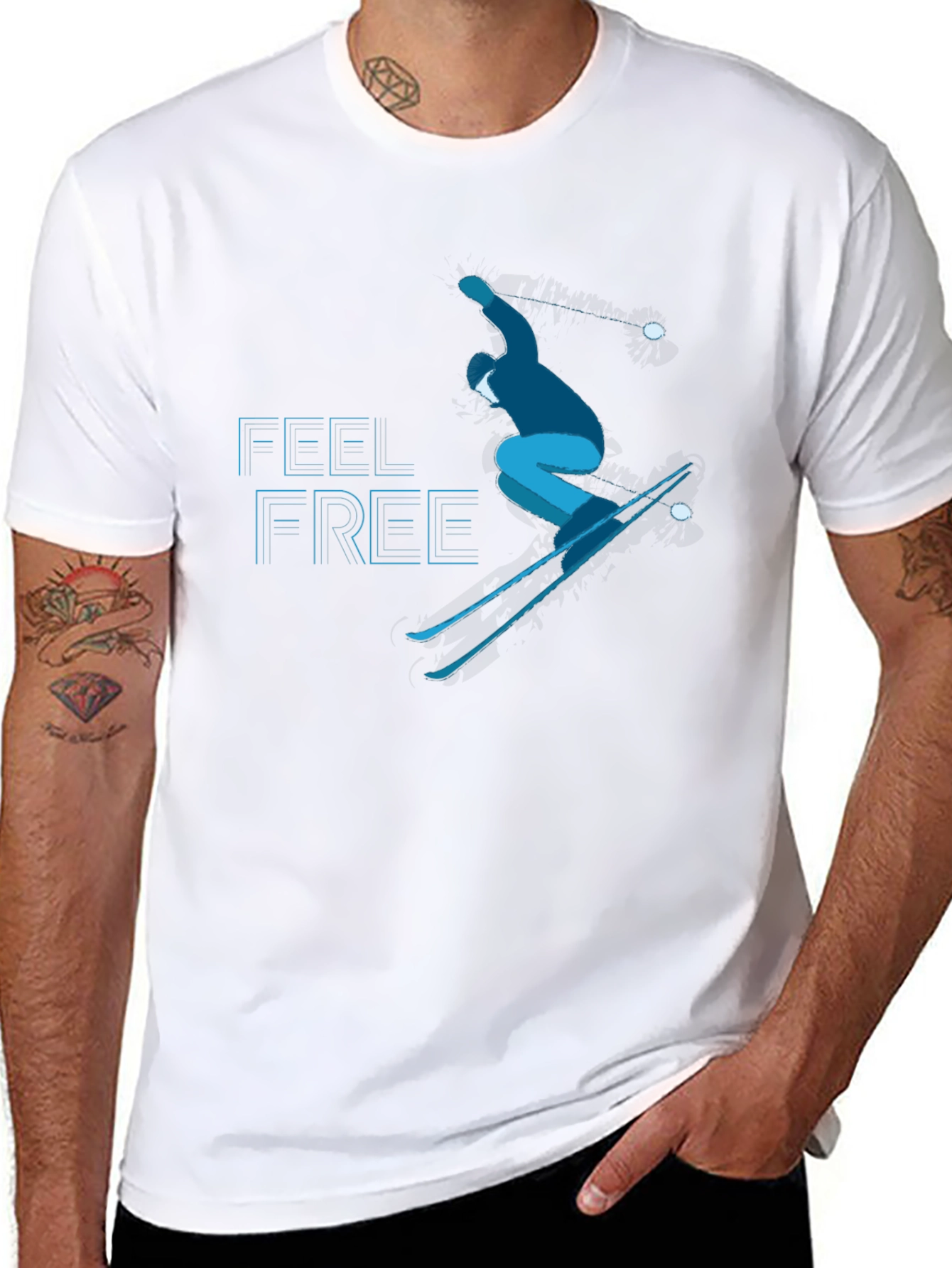 Feel Free Skiing T-Shirt - Black Graphic Tee