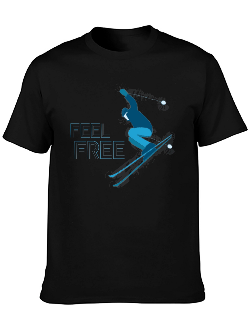 Feel Free Skiing T-Shirt - Black Graphic Tee