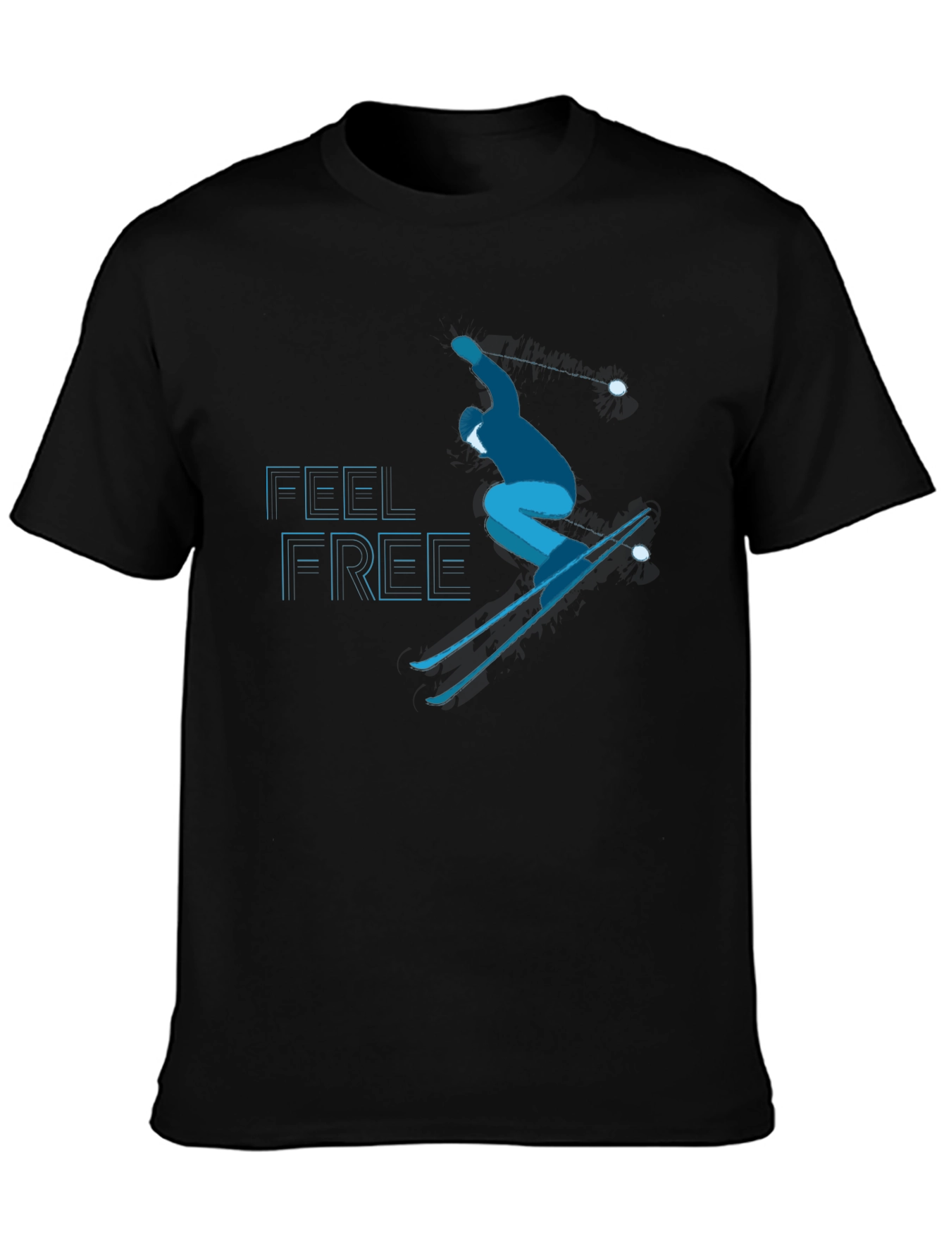 Feel Free Skiing T-Shirt - Black Graphic Tee
