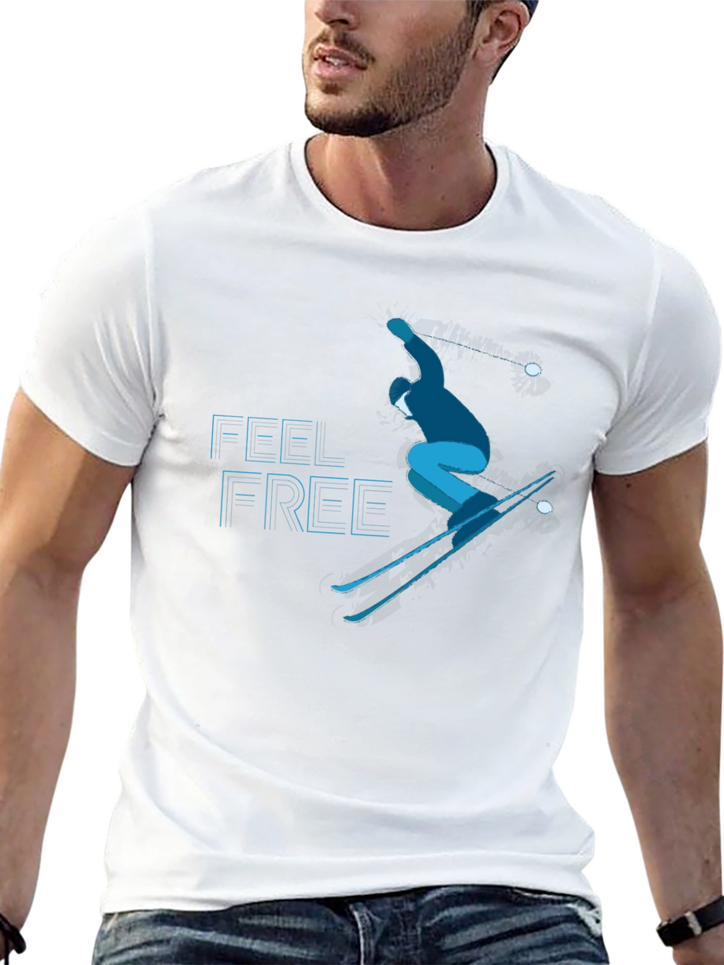 Feel Free Skiing T-Shirt - Black Graphic Tee