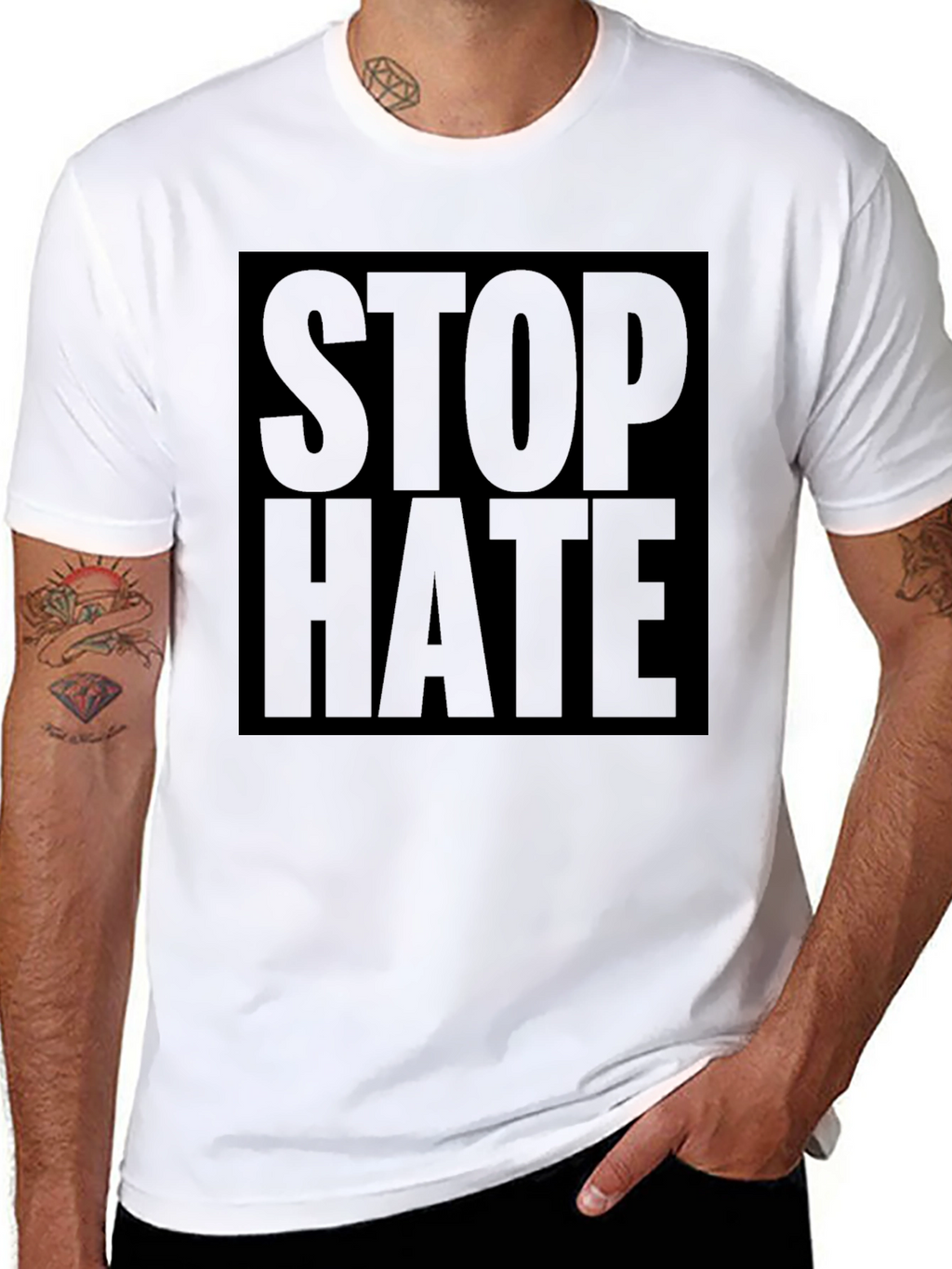 Stop Hate Statement Black T-Shirt