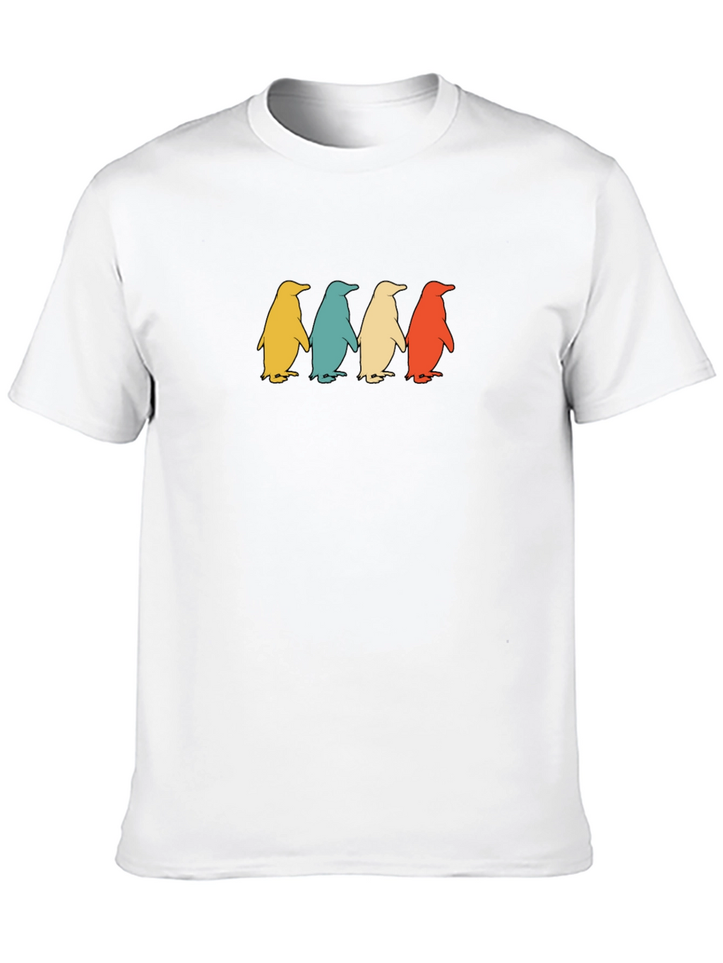 Retro Penguin Parade Graphic Tee - Black