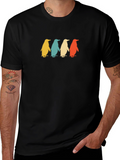 Retro Penguin Parade Graphic Tee - Black