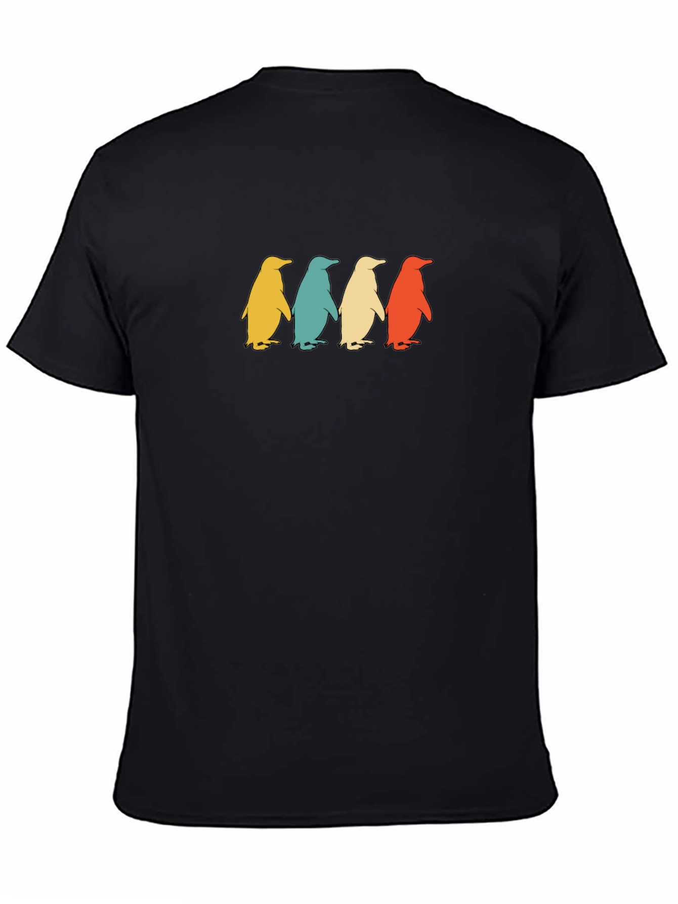 Retro Penguin Parade Graphic Tee - Black