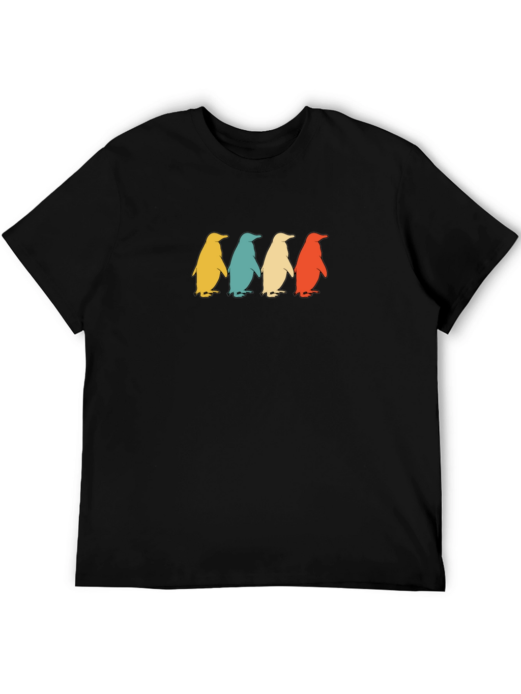 Retro Penguin Parade Graphic Tee - Black