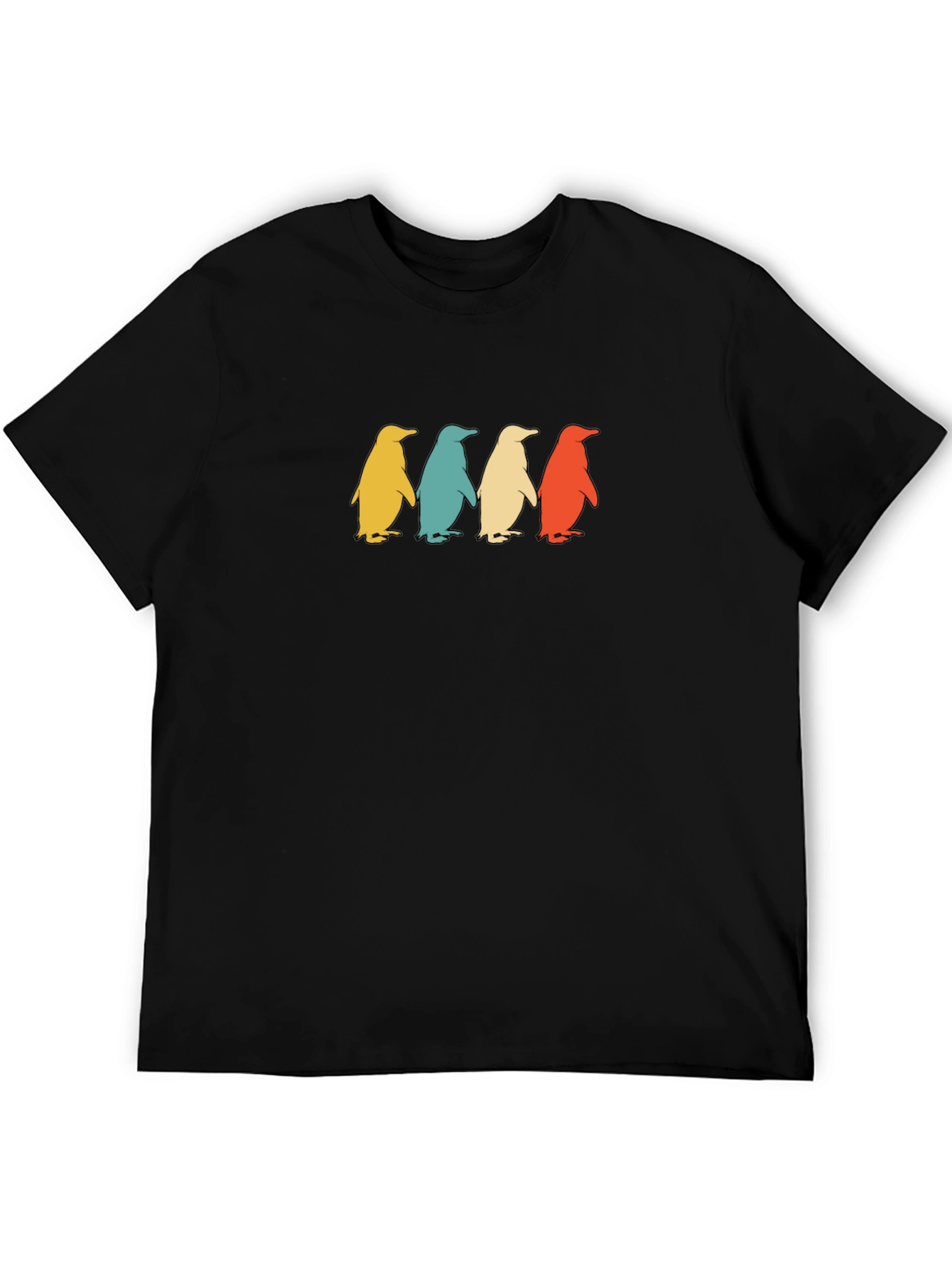 Retro Penguin Parade Graphic Tee - Black