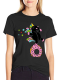 Unicorn Donut Black T-Shirt Fun Design