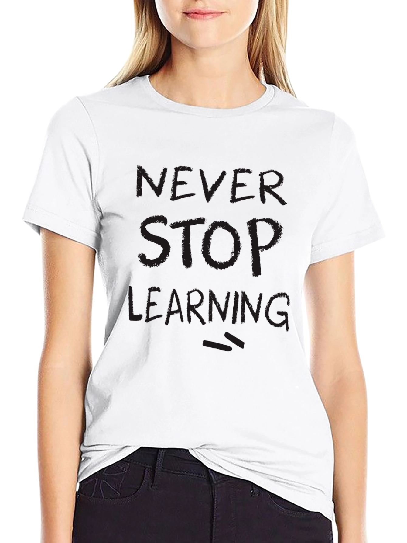 Never Stop Learning Black T-Shirt