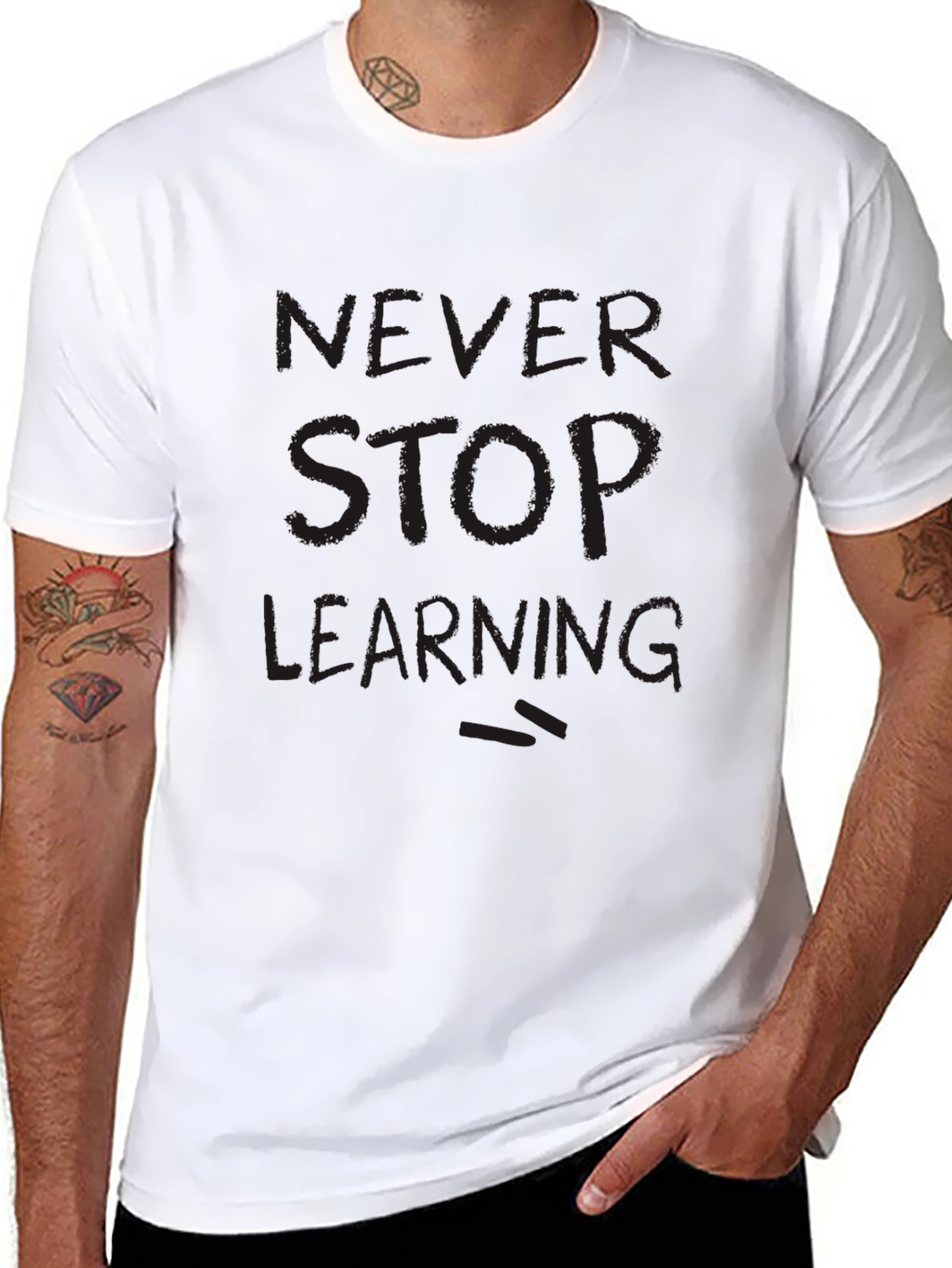 Never Stop Learning Black T-Shirt