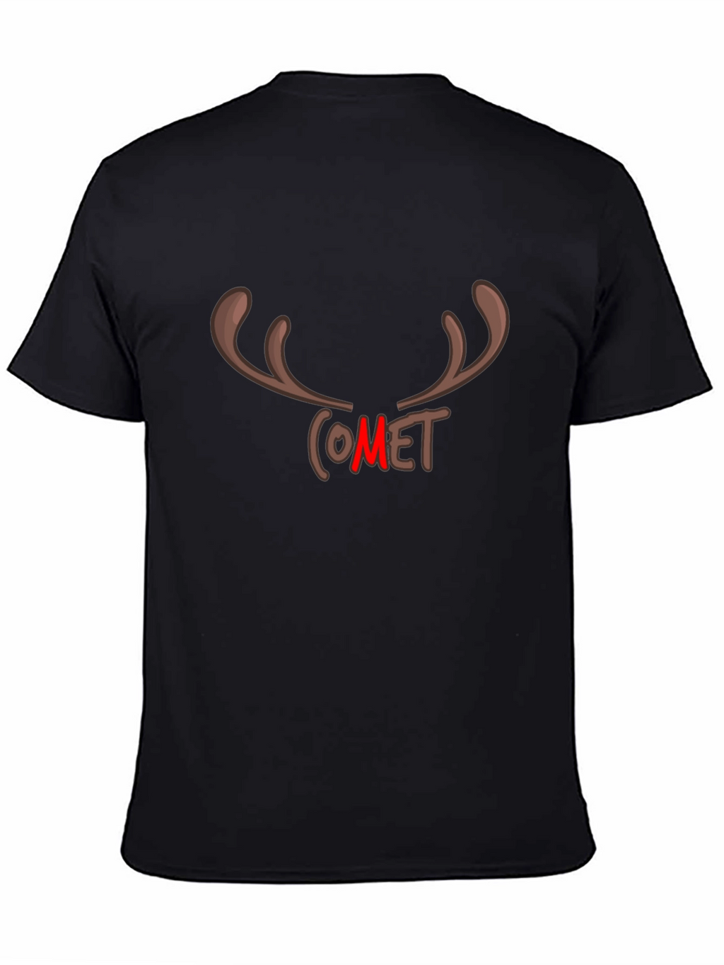 Comet Reindeer Antler Christmas Black T-Shirt