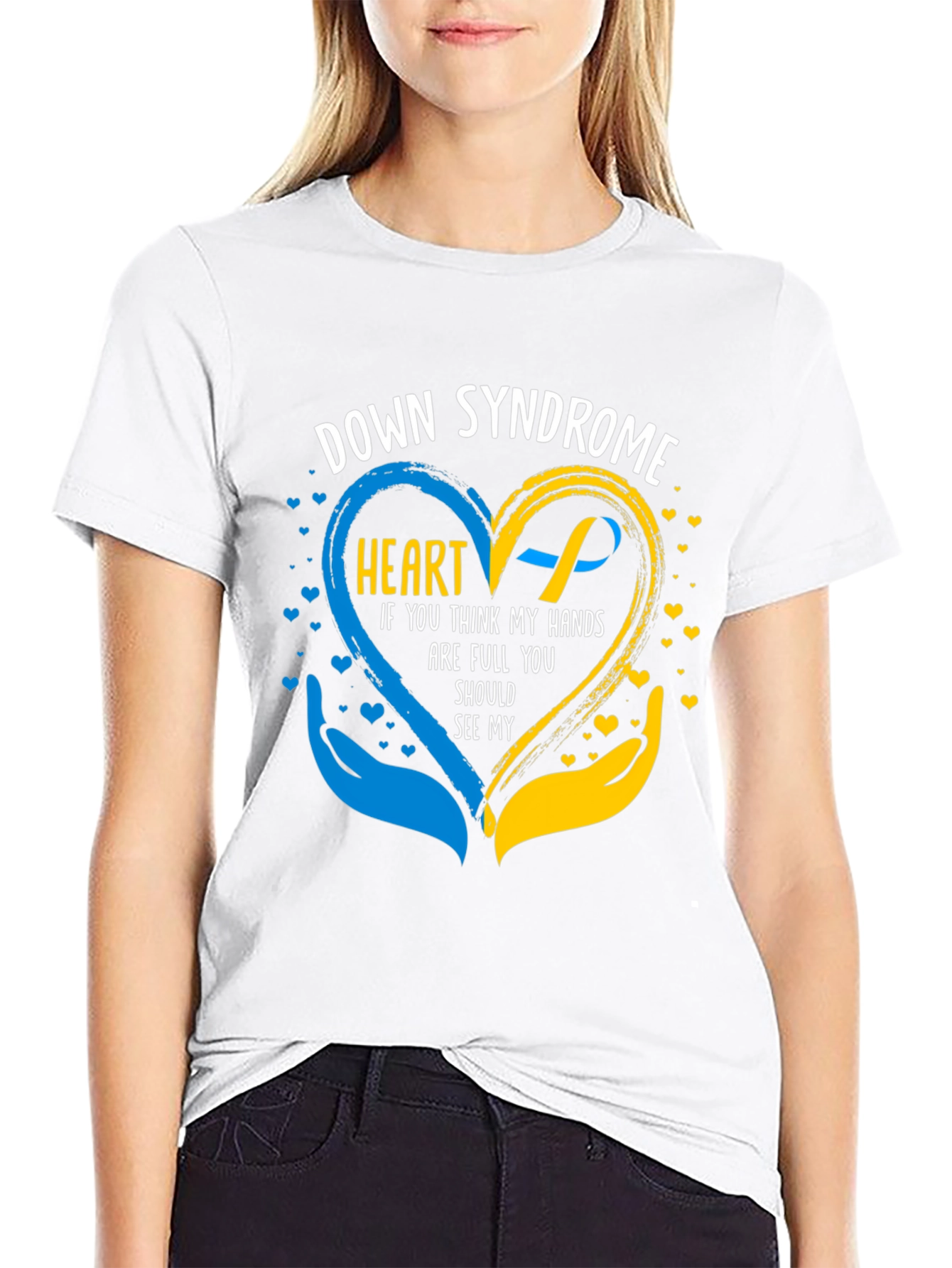 Down Syndrome Awareness T-Shirt - Heart & Hands Design