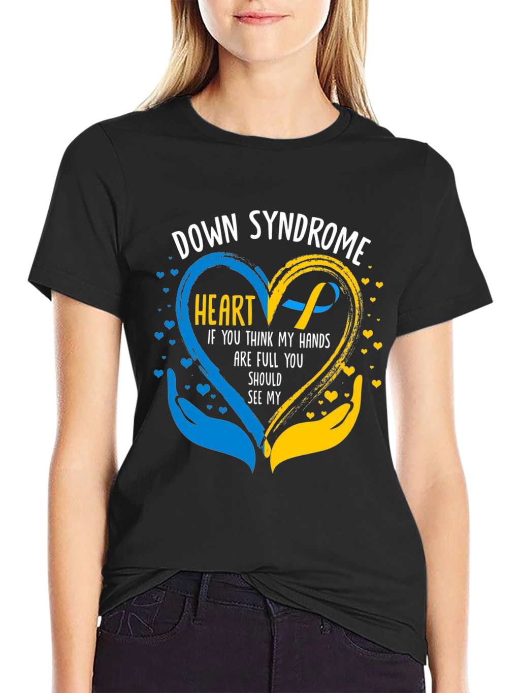 Down Syndrome Awareness T-Shirt - Heart & Hands Design