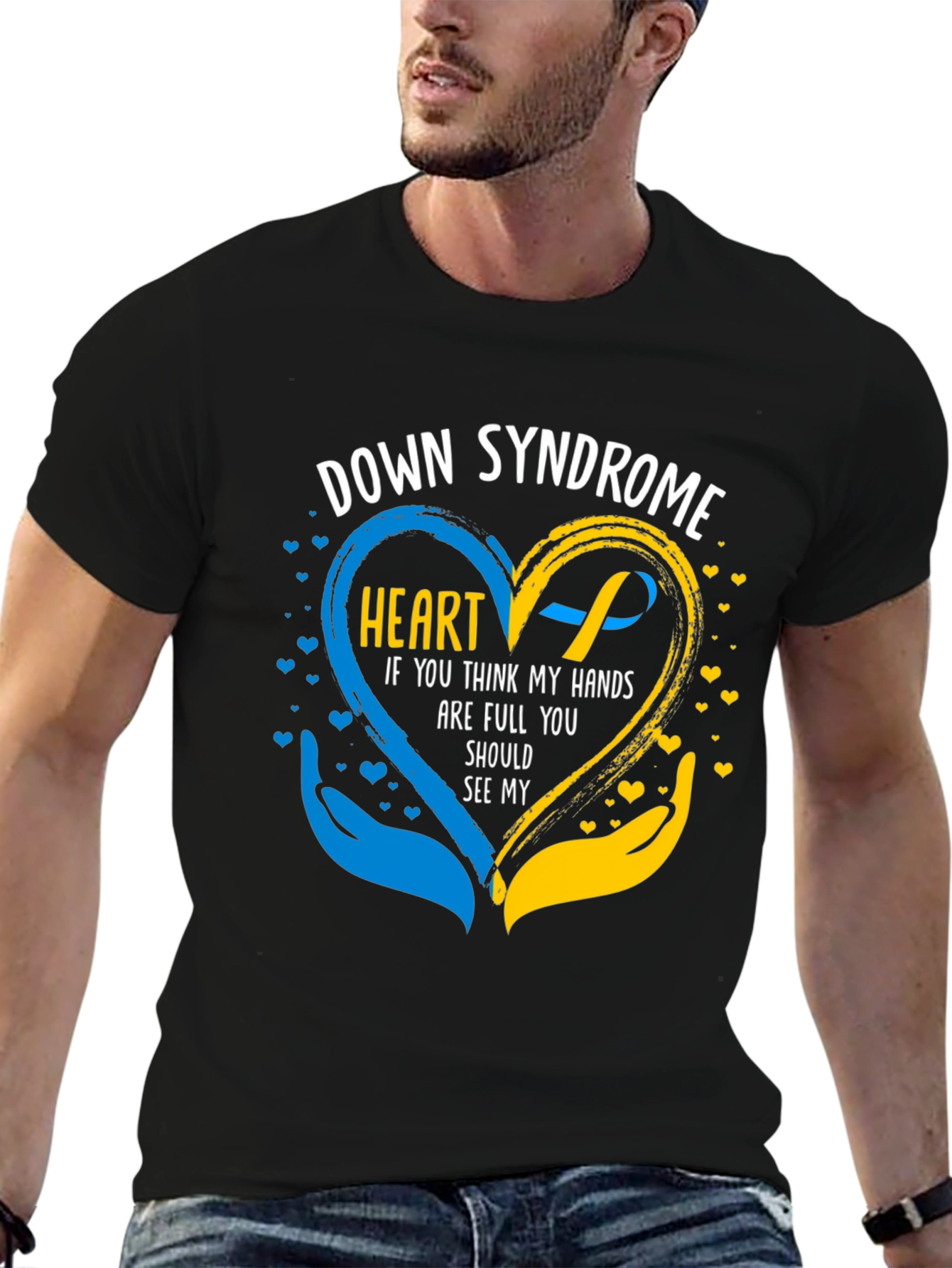 Down Syndrome Awareness T-Shirt - Heart & Hands Design