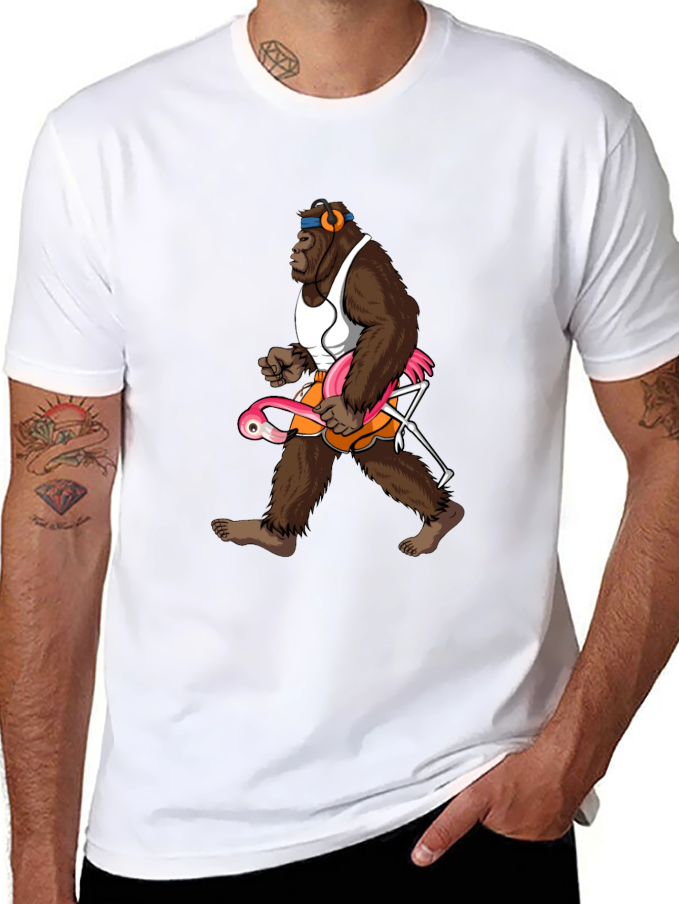 Gorilla Flamingo T-Shirt - Funny Animal Tee