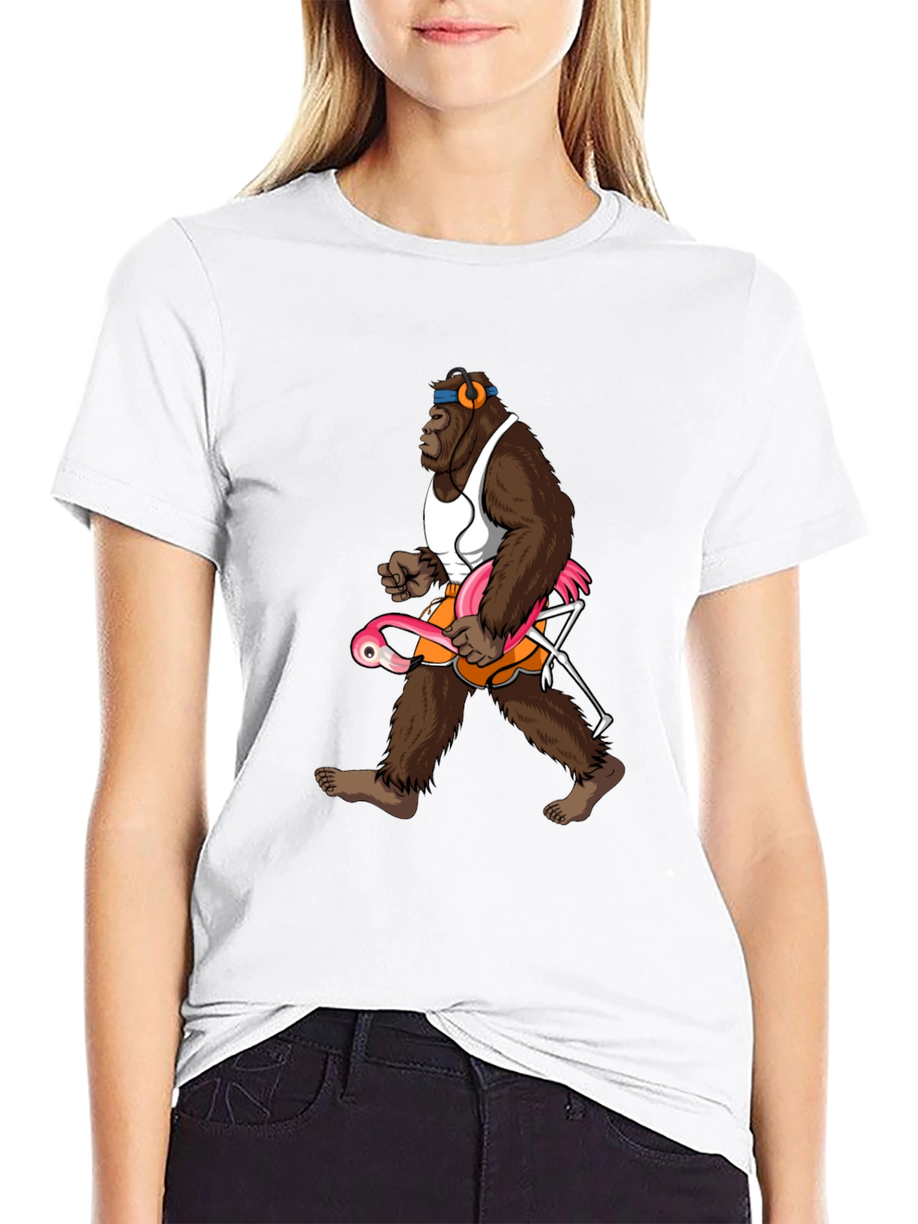 Gorilla Flamingo T-Shirt - Funny Animal Tee
