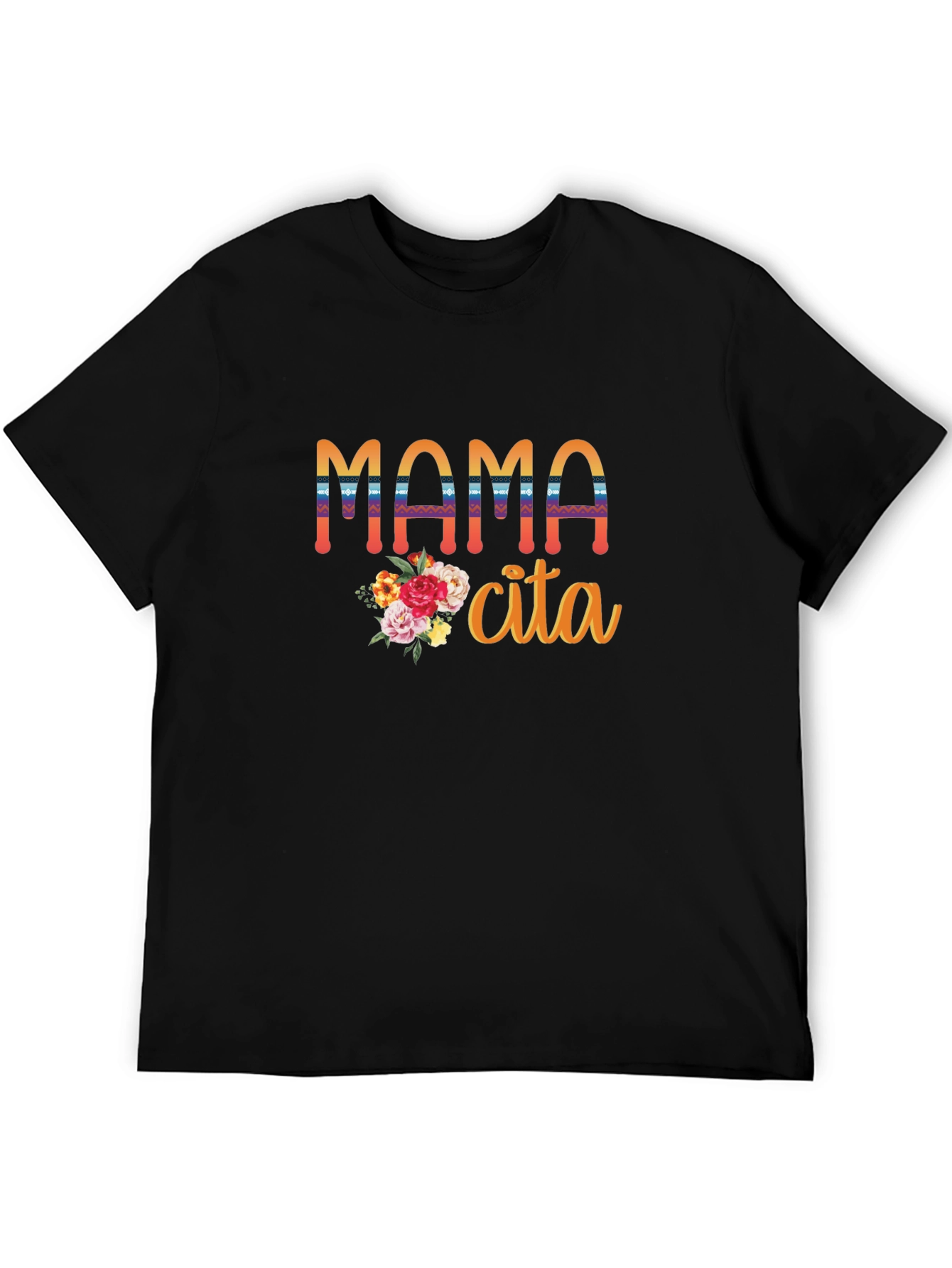 Mama Cita Graphic Tee - Floral Accent Soft Black Shirt
