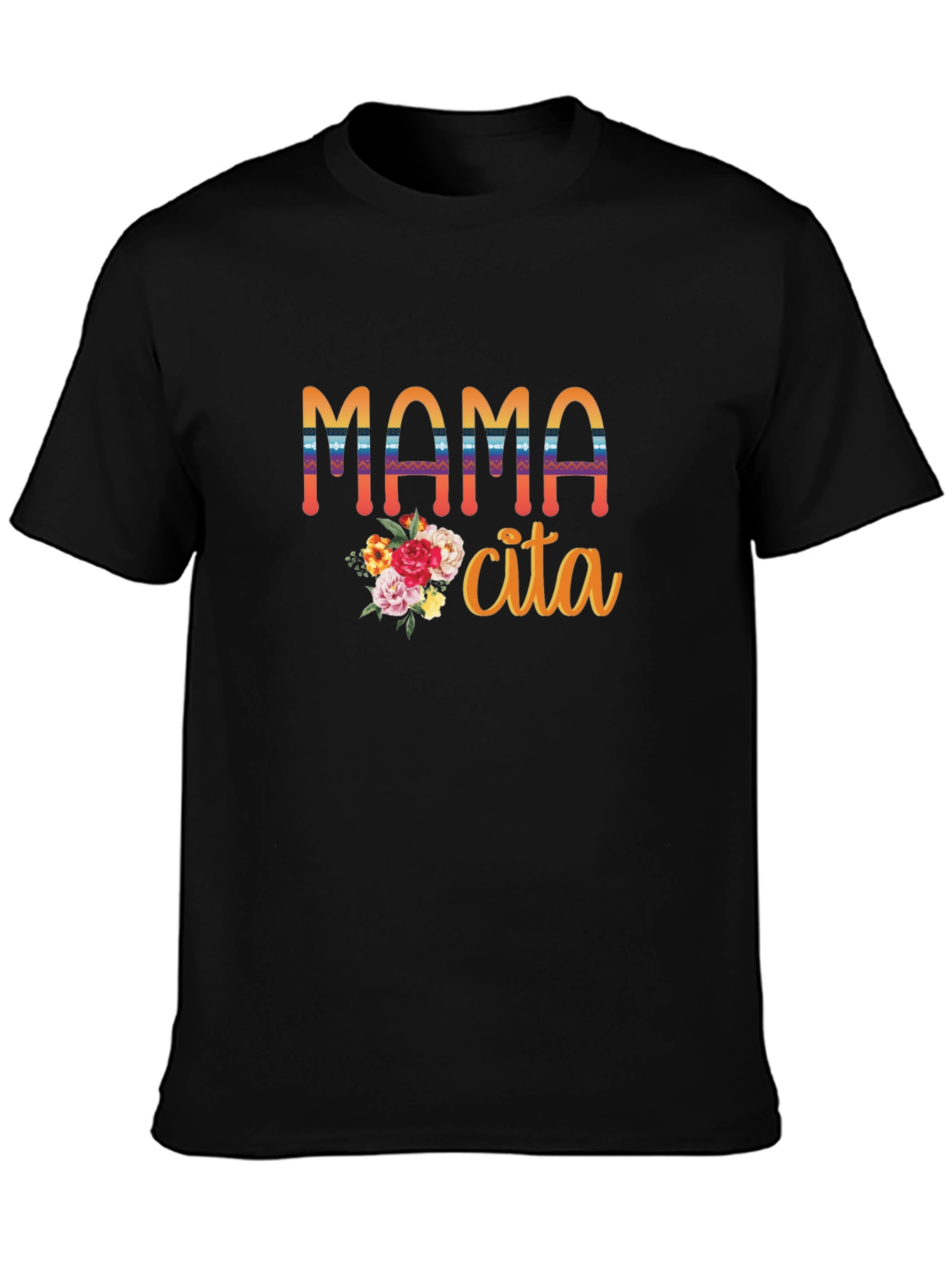 Mama Cita Graphic Tee - Floral Accent Soft Black Shirt