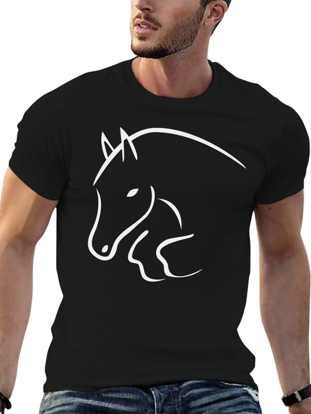 Horse Graphic Tee - Black Casual Shirt