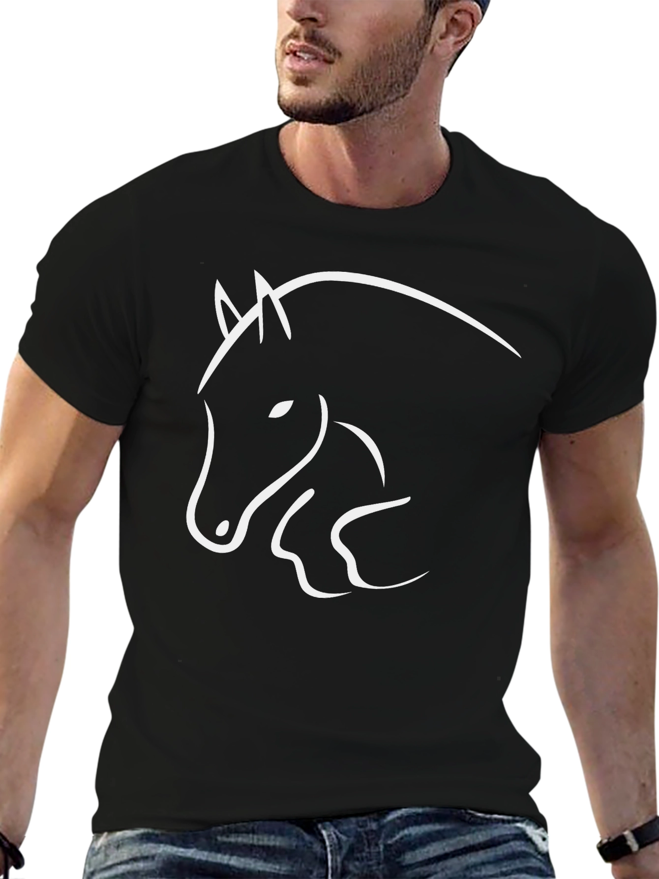 Horse Graphic Tee - Black Casual Shirt