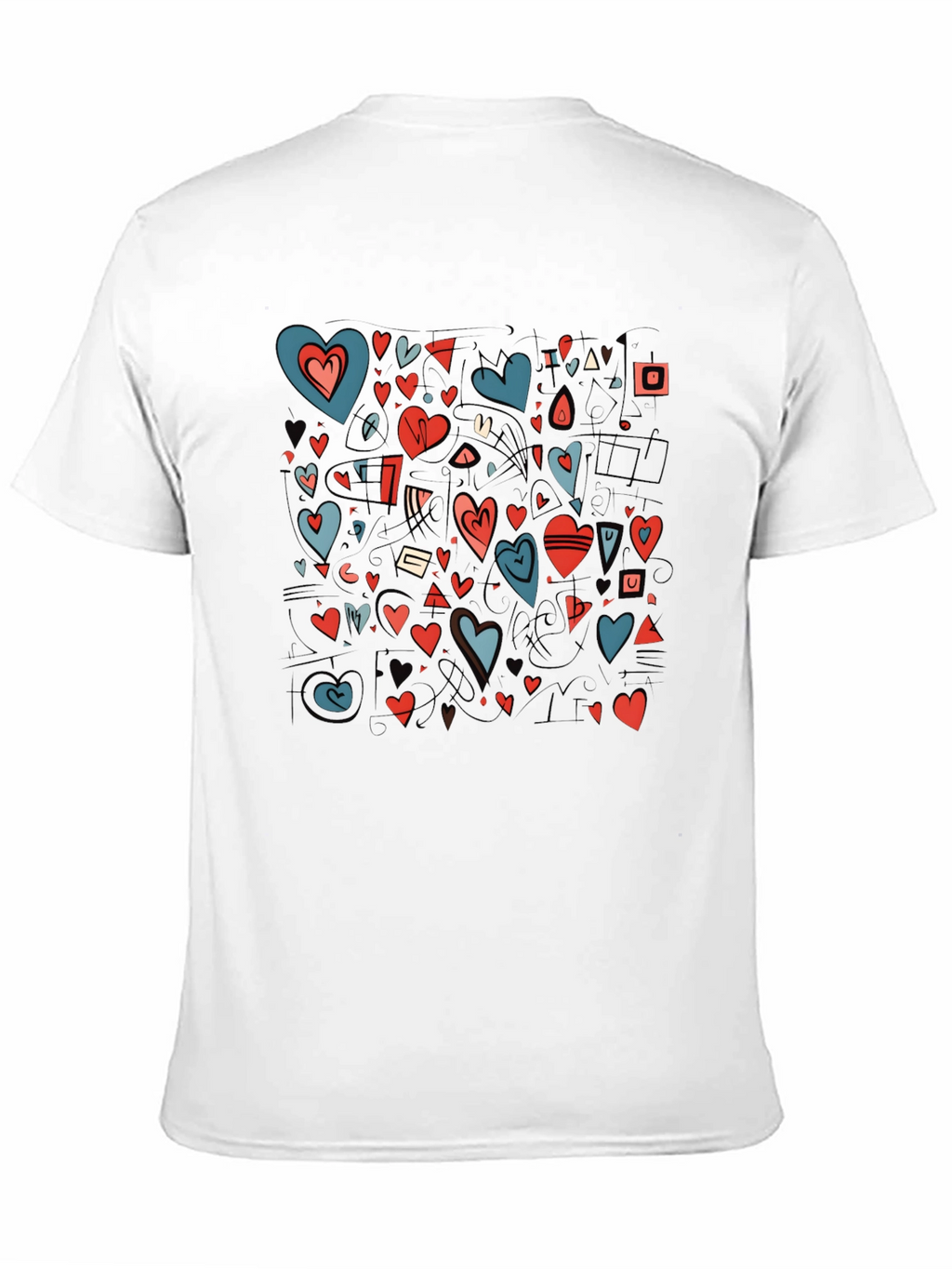 Heart Pattern Black Crewneck T-Shirt
