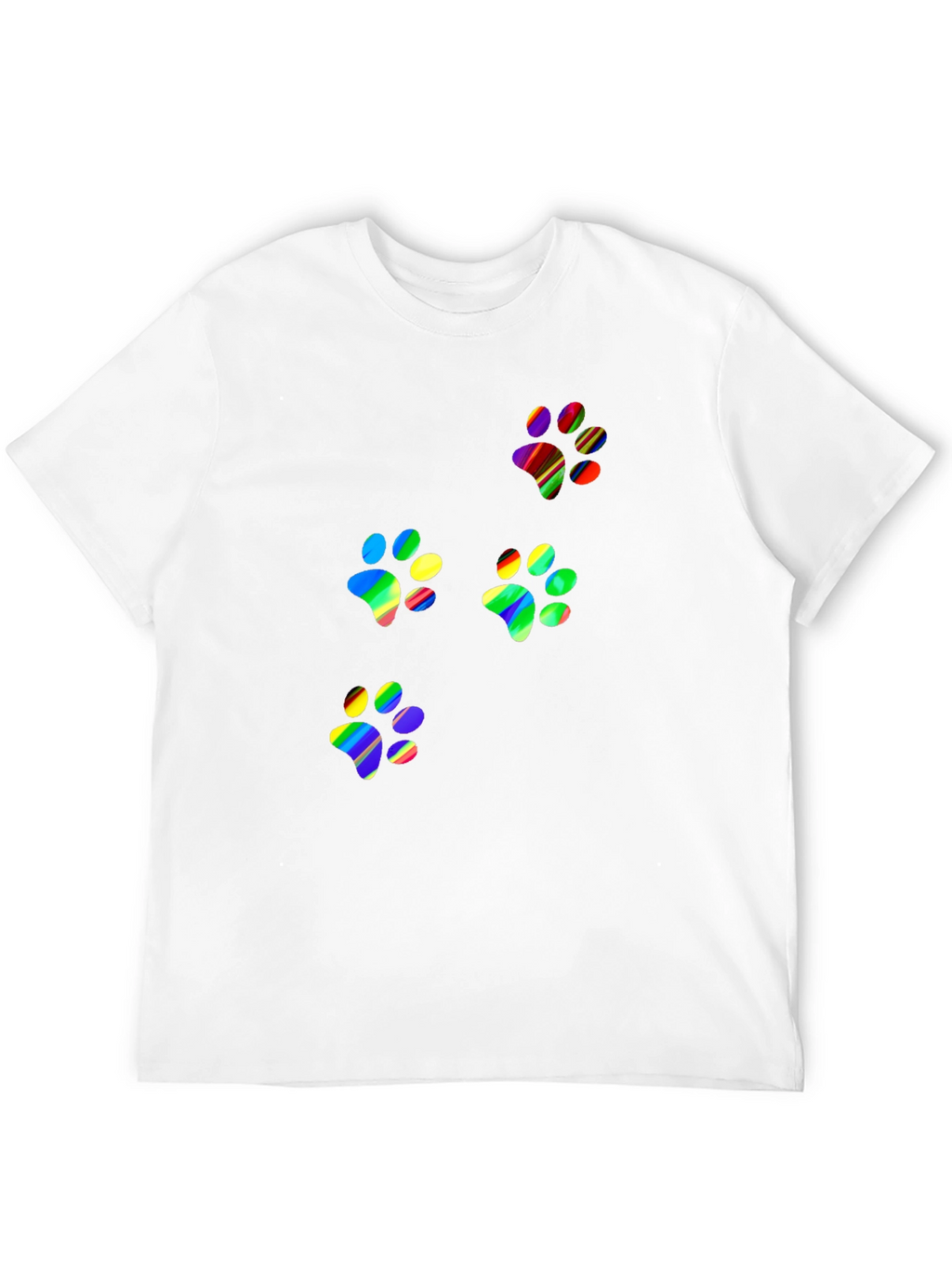 Rainbow Paw Print T-Shirt - Black Crew Neck