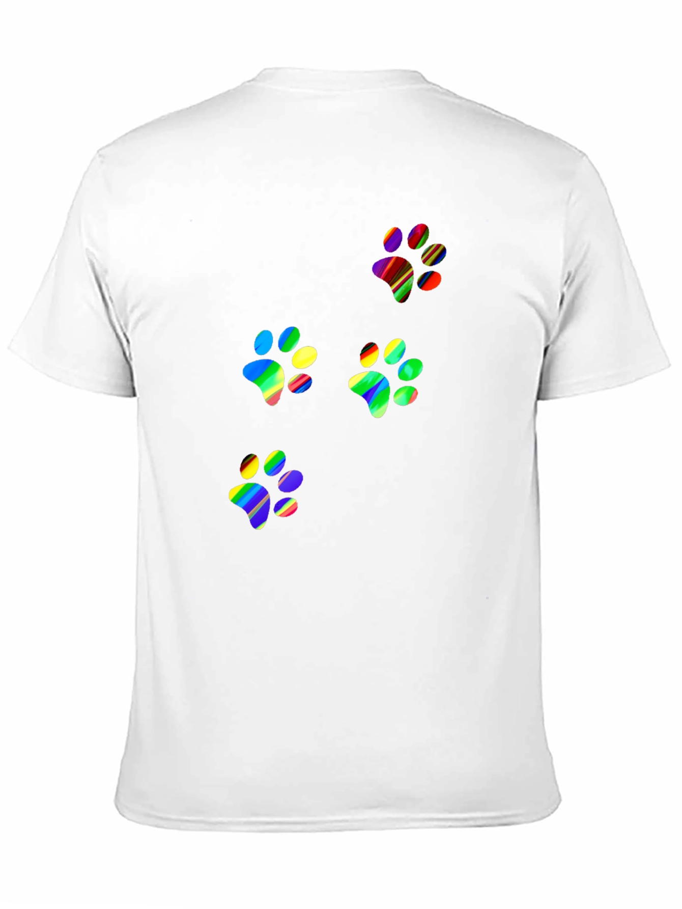 Rainbow Paw Print T-Shirt - Black Crew Neck