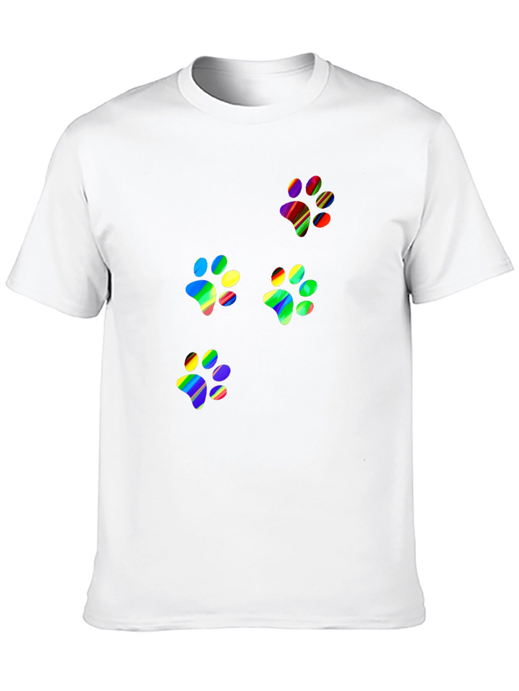 Rainbow Paw Print T-Shirt - Black Crew Neck