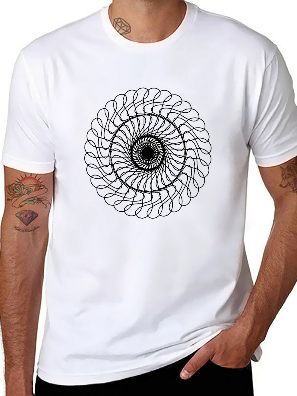 Black T-Shirt with Abstract Circle Design