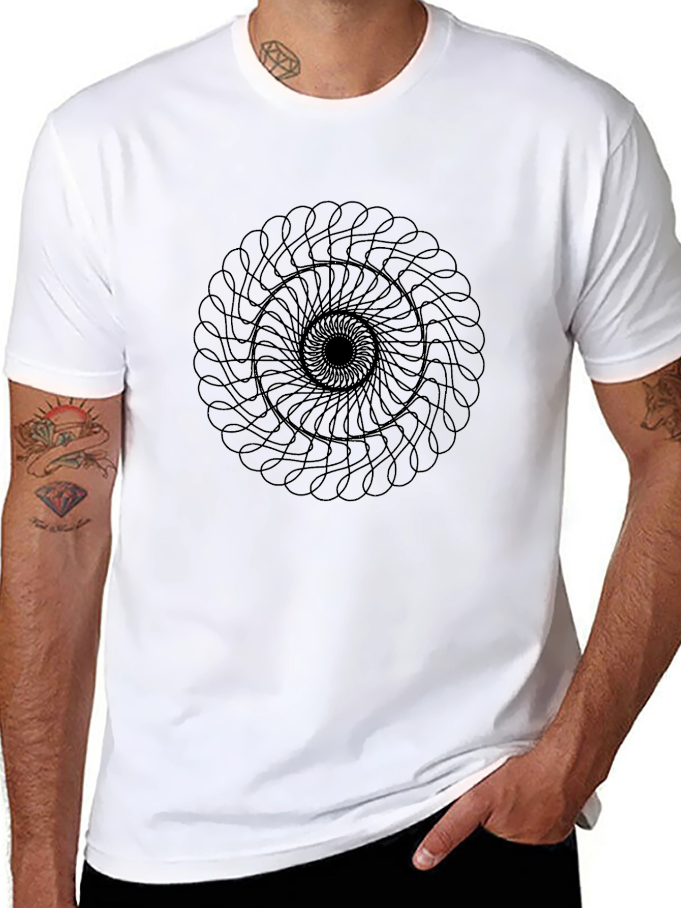 Black T-Shirt with Abstract Circle Design