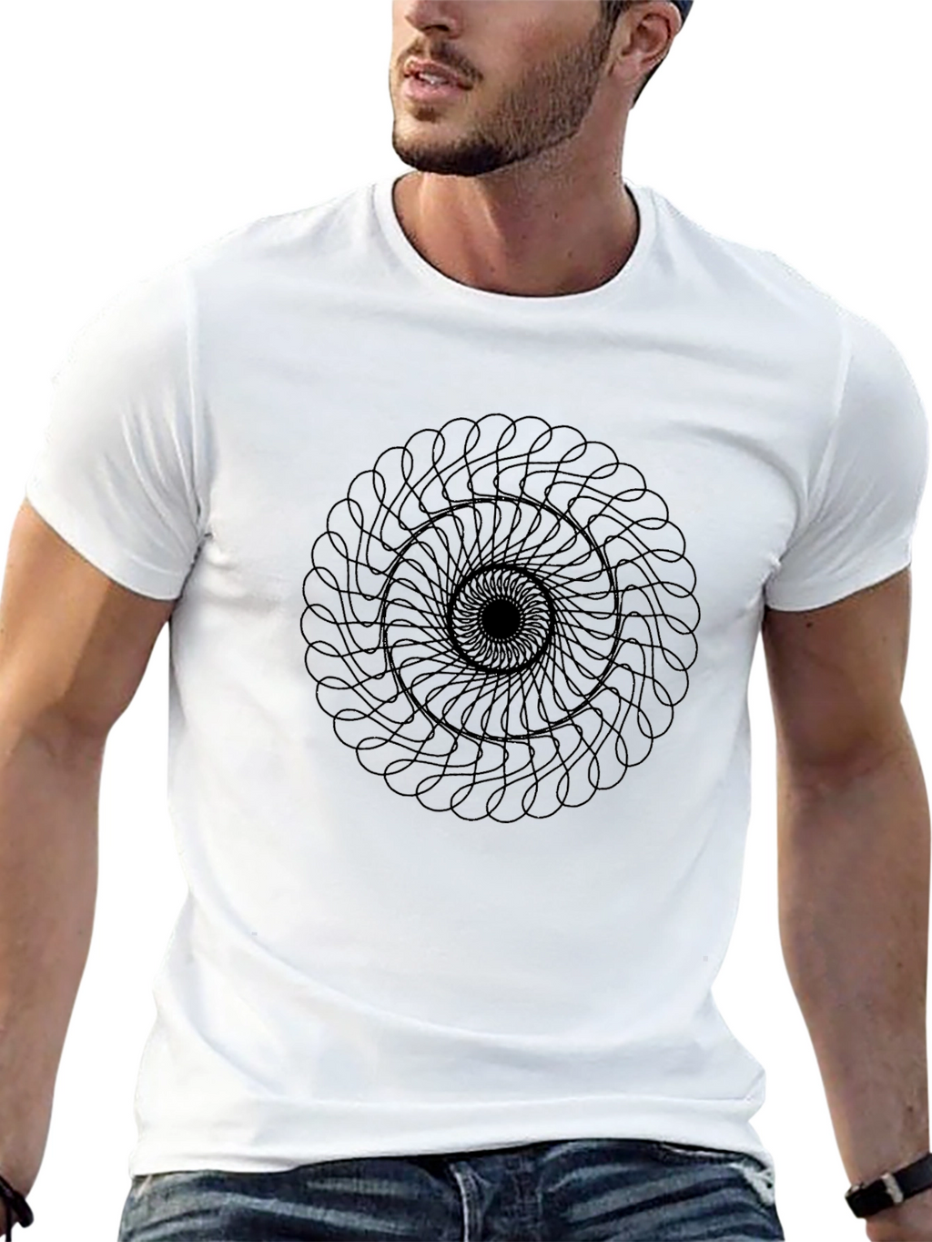 Black T-Shirt with Abstract Circle Design