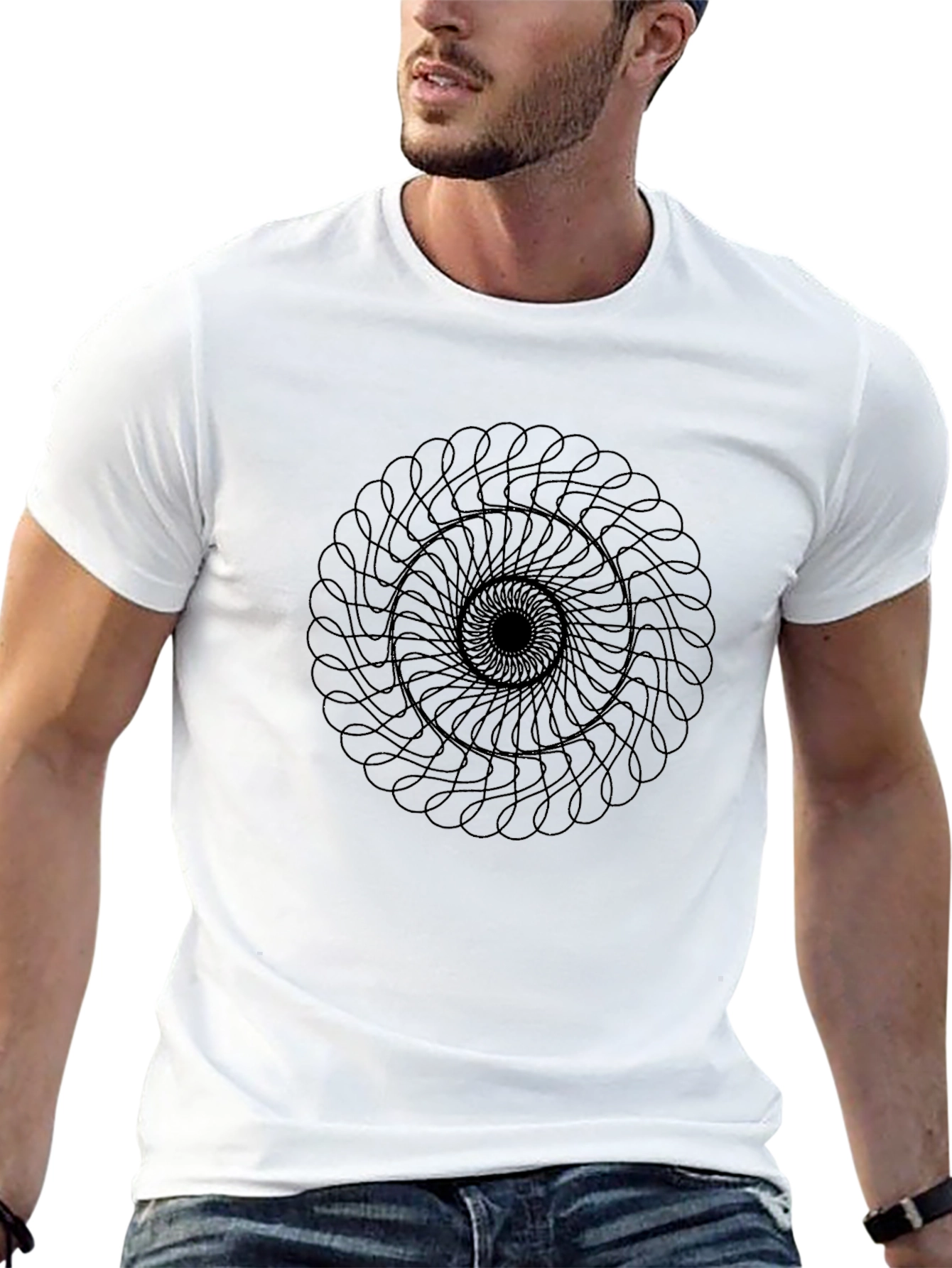 Black T-Shirt with Abstract Circle Design
