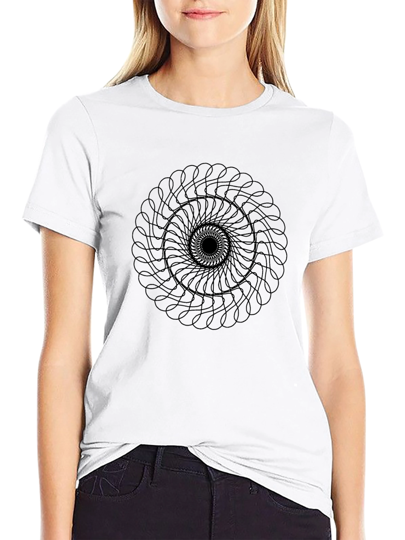 Black T-Shirt with Abstract Circle Design