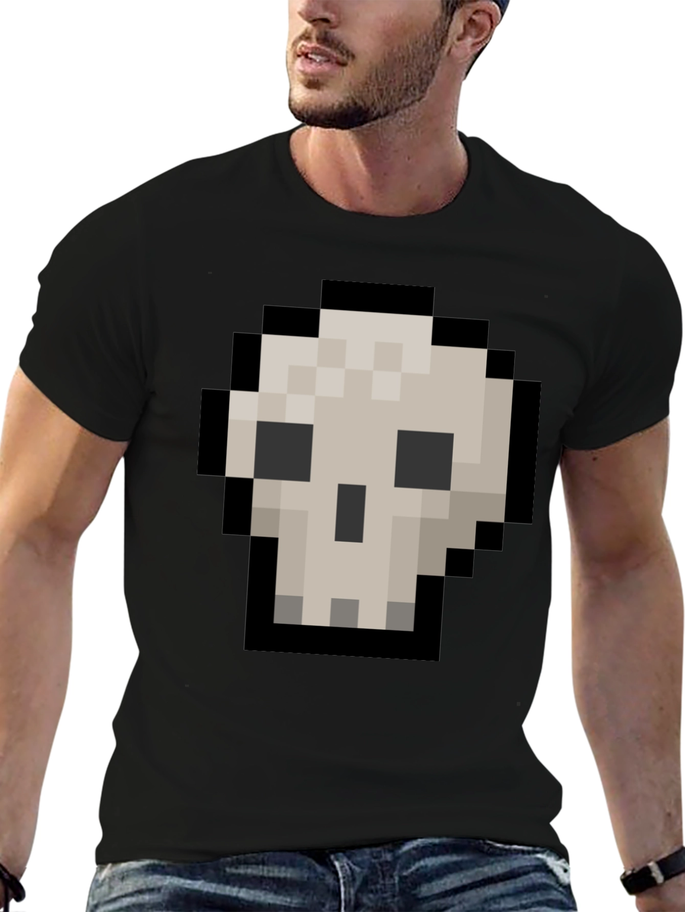 Pixel Skull Graphic Tee - Gamer Style Shirt