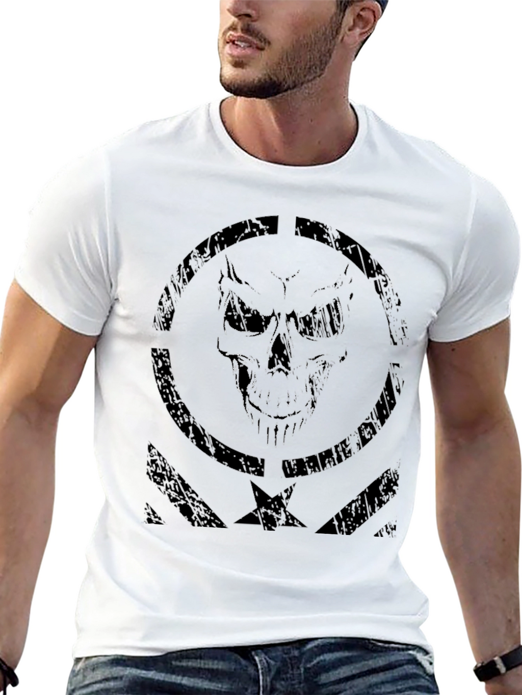 Skull Star Graphic Tee - Mens Black T-Shirt