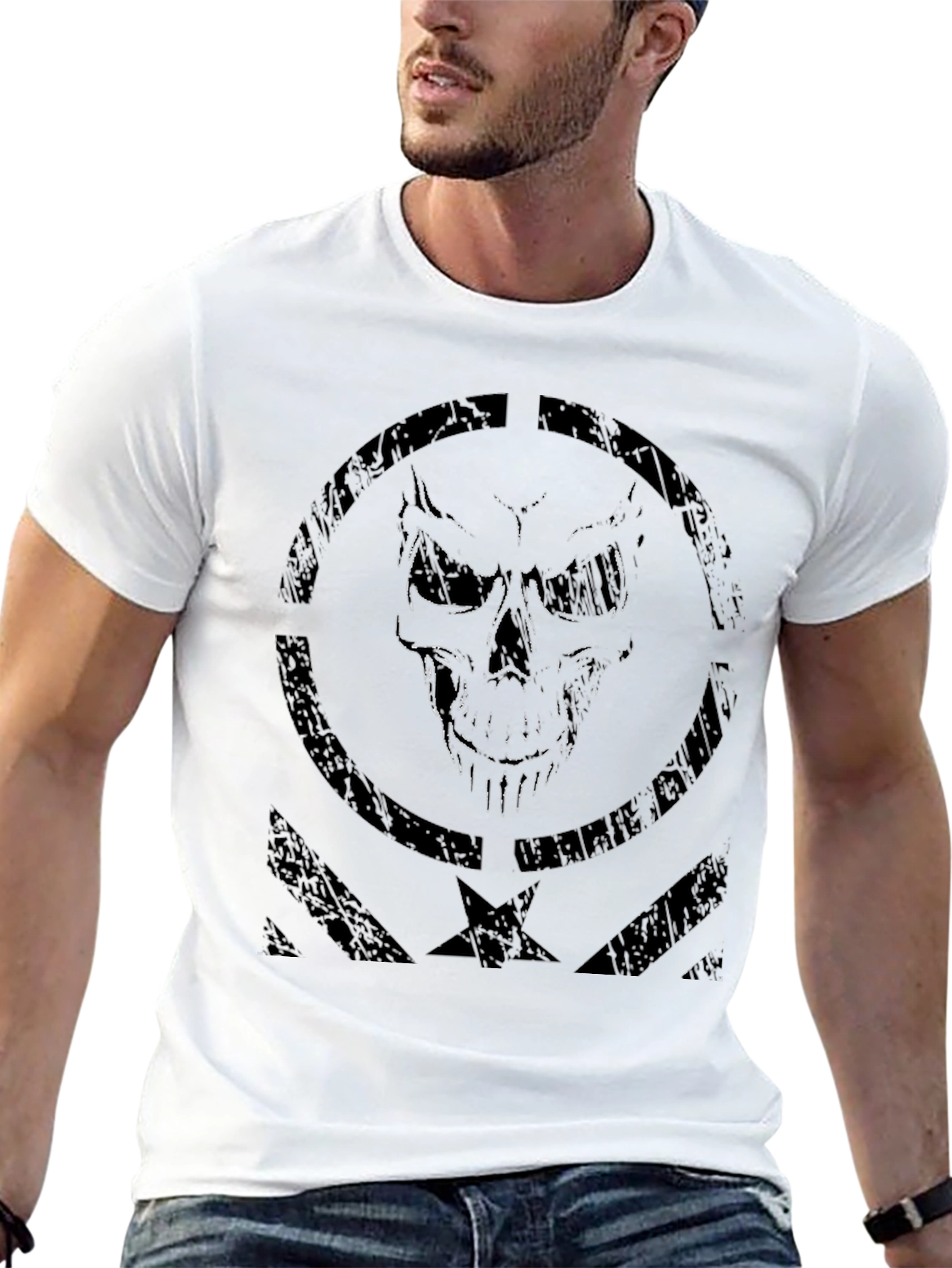 Skull Star Graphic Tee - Mens Black T-Shirt