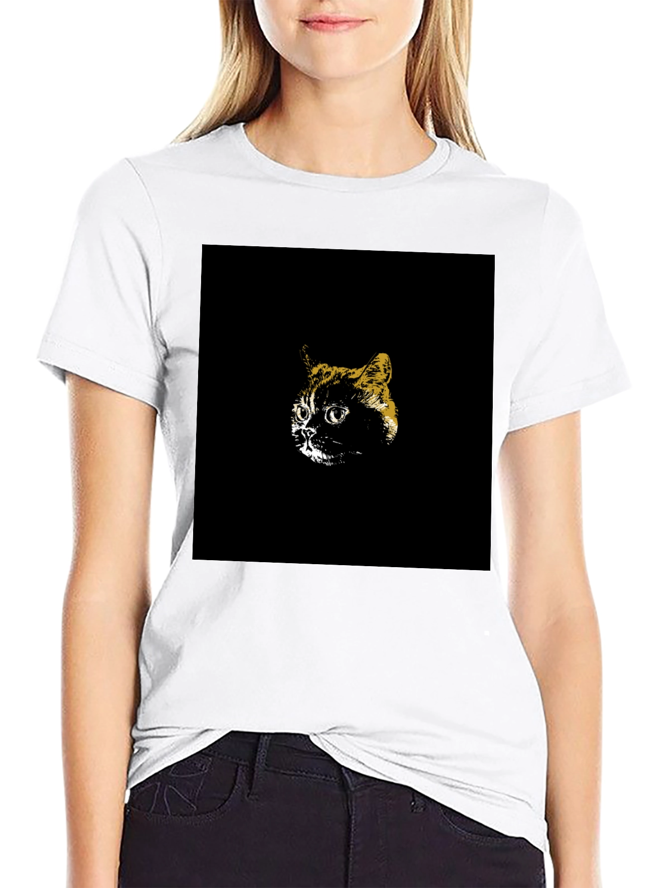 Cool Cat Graphic Tee - Black Cotton T-Shirt