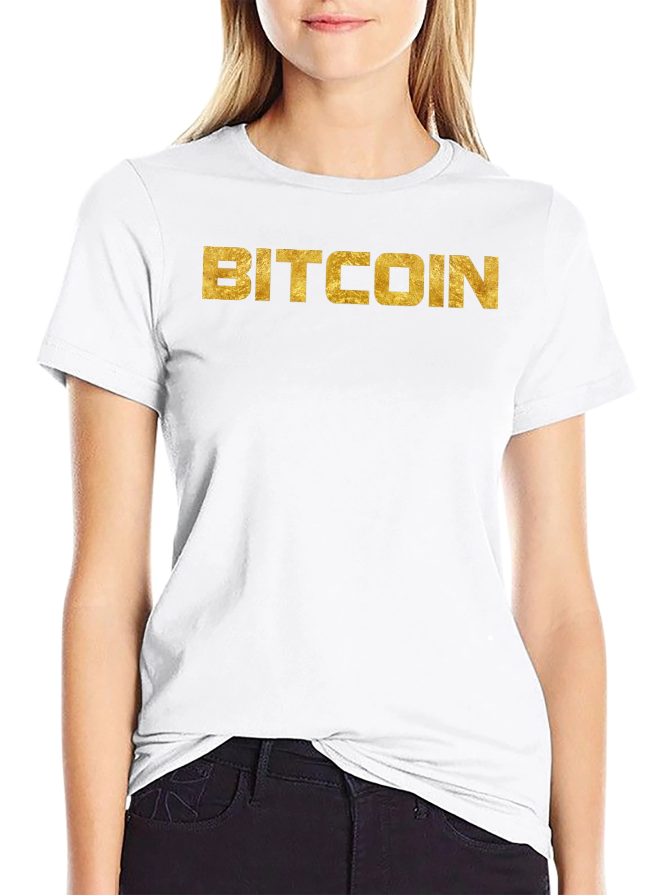 Bitcoin Gold Lettering Black T-Shirt