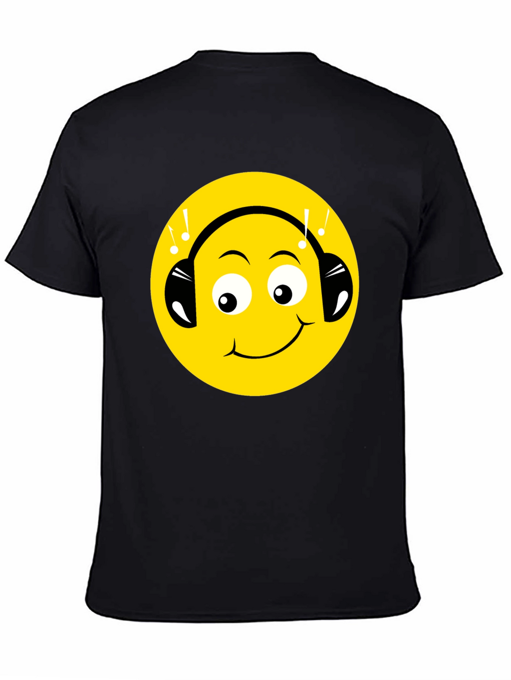 Smiley Face Headphones Graphic Tee - Black