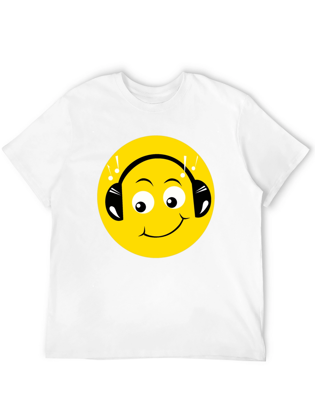 Smiley Face Headphones Graphic Tee - Black