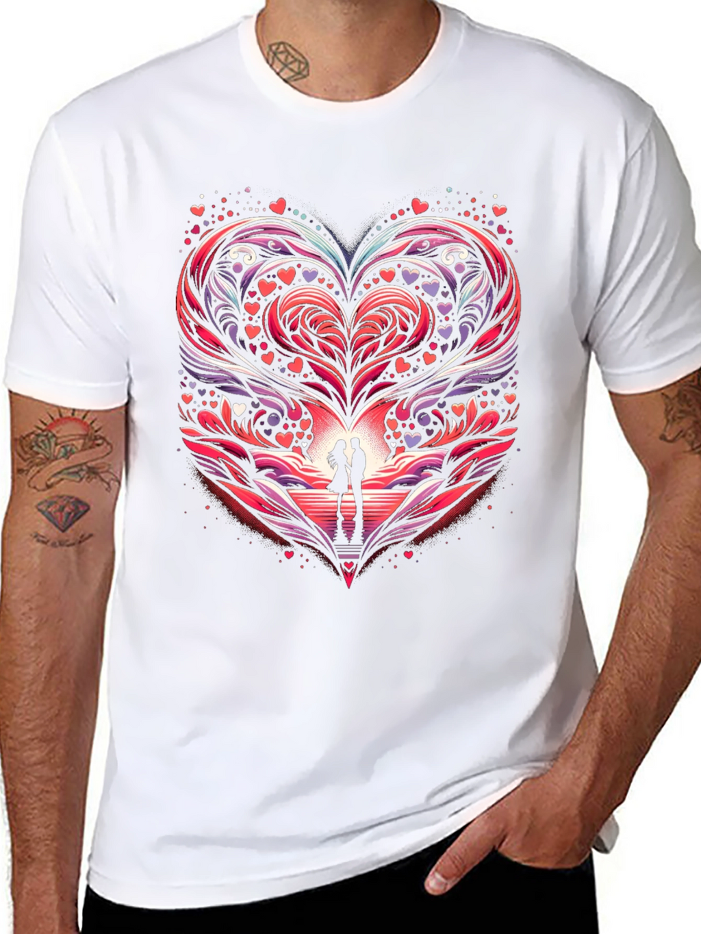 Romantic Heart Couple Graphic Tee
