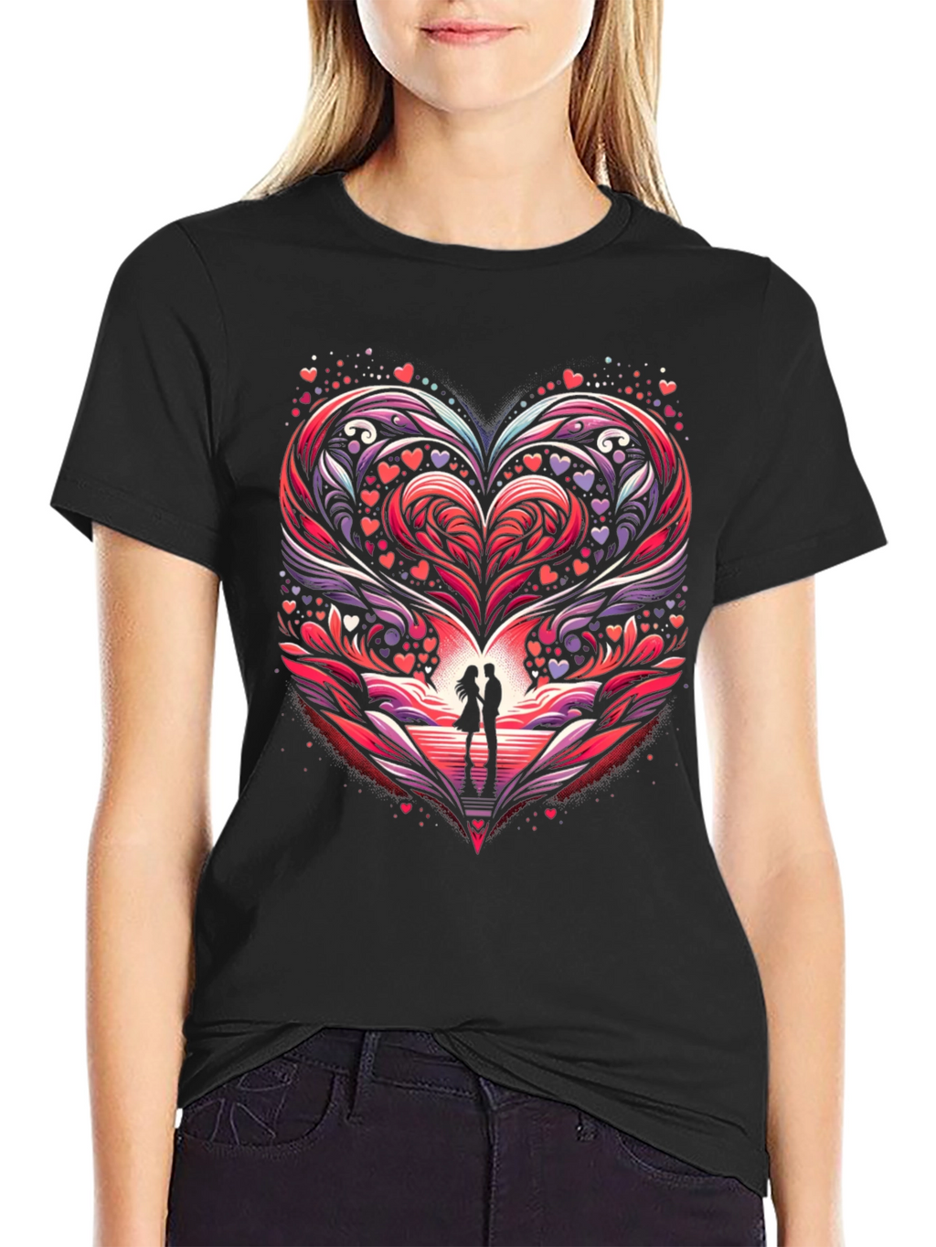 Romantic Heart Couple Graphic Tee