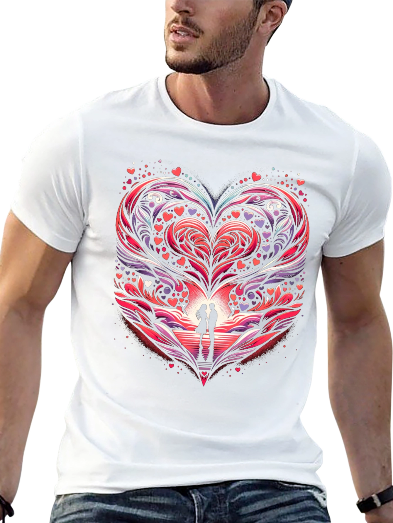 Romantic Heart Couple Graphic Tee