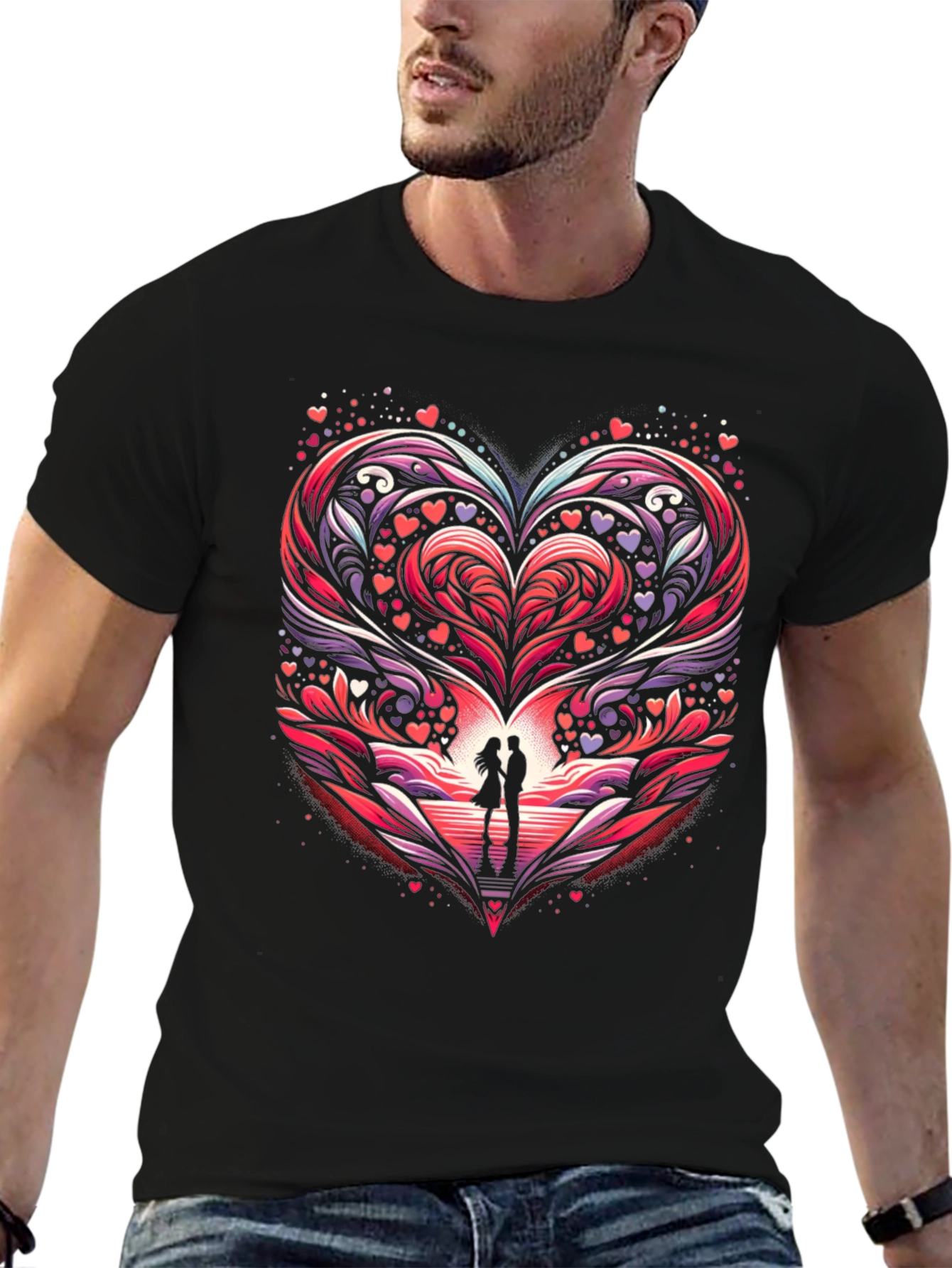 Romantic Heart Couple Graphic Tee