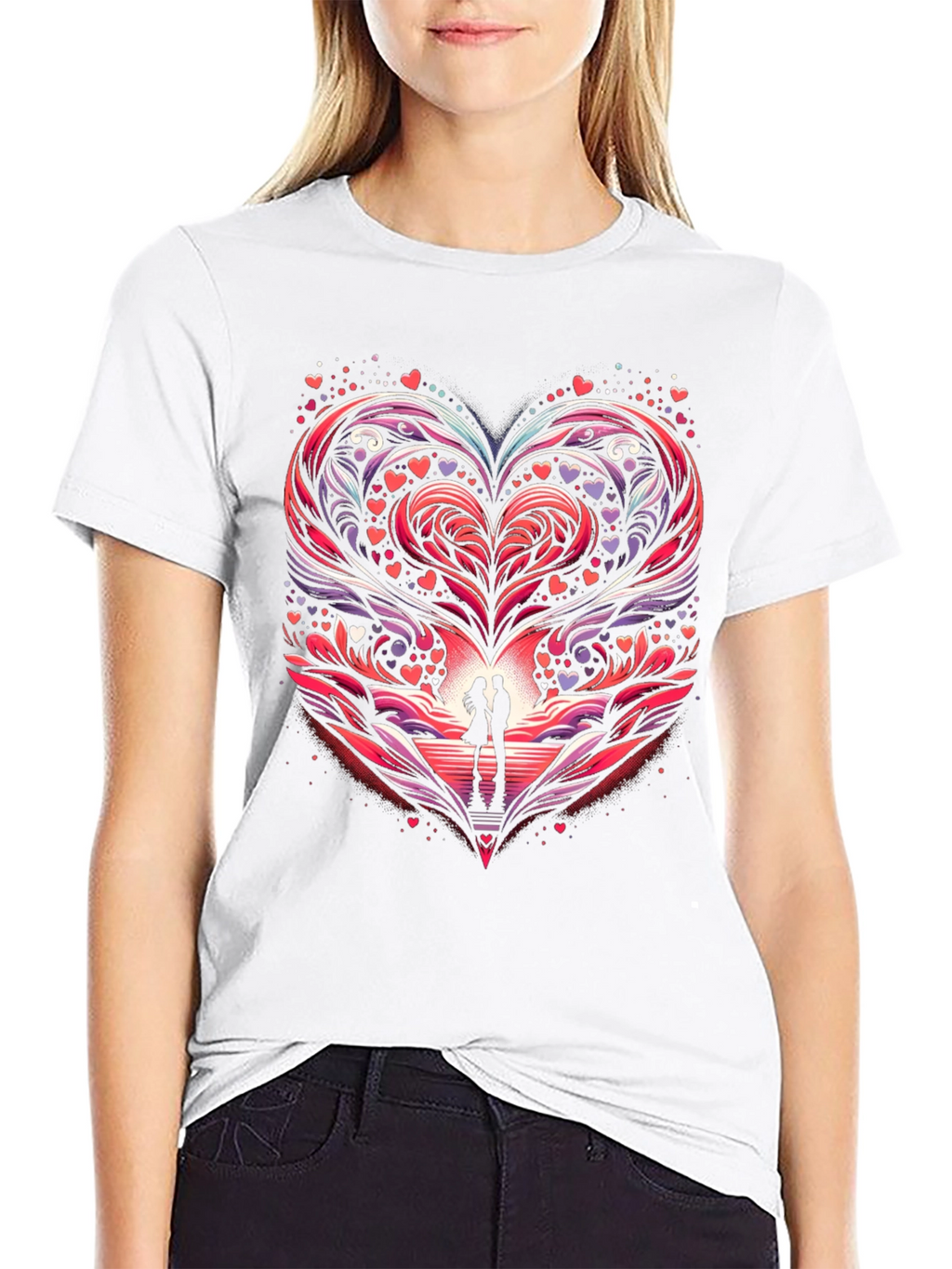 Romantic Heart Couple Graphic Tee