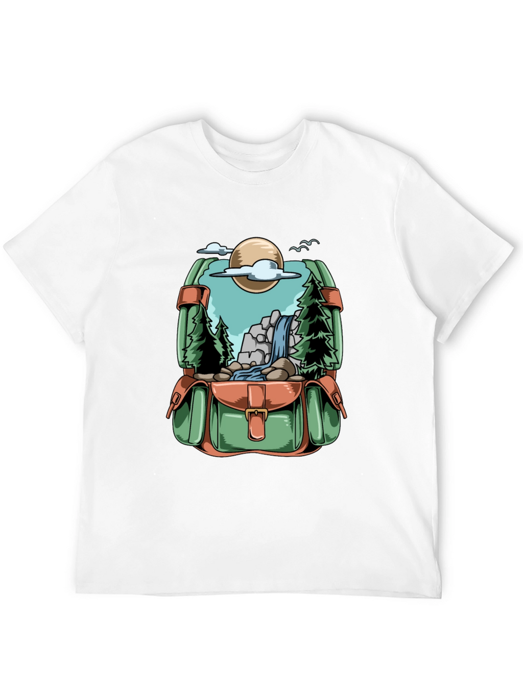 Backpack Adventure T-Shirt - Nature Scene Graphic Tee